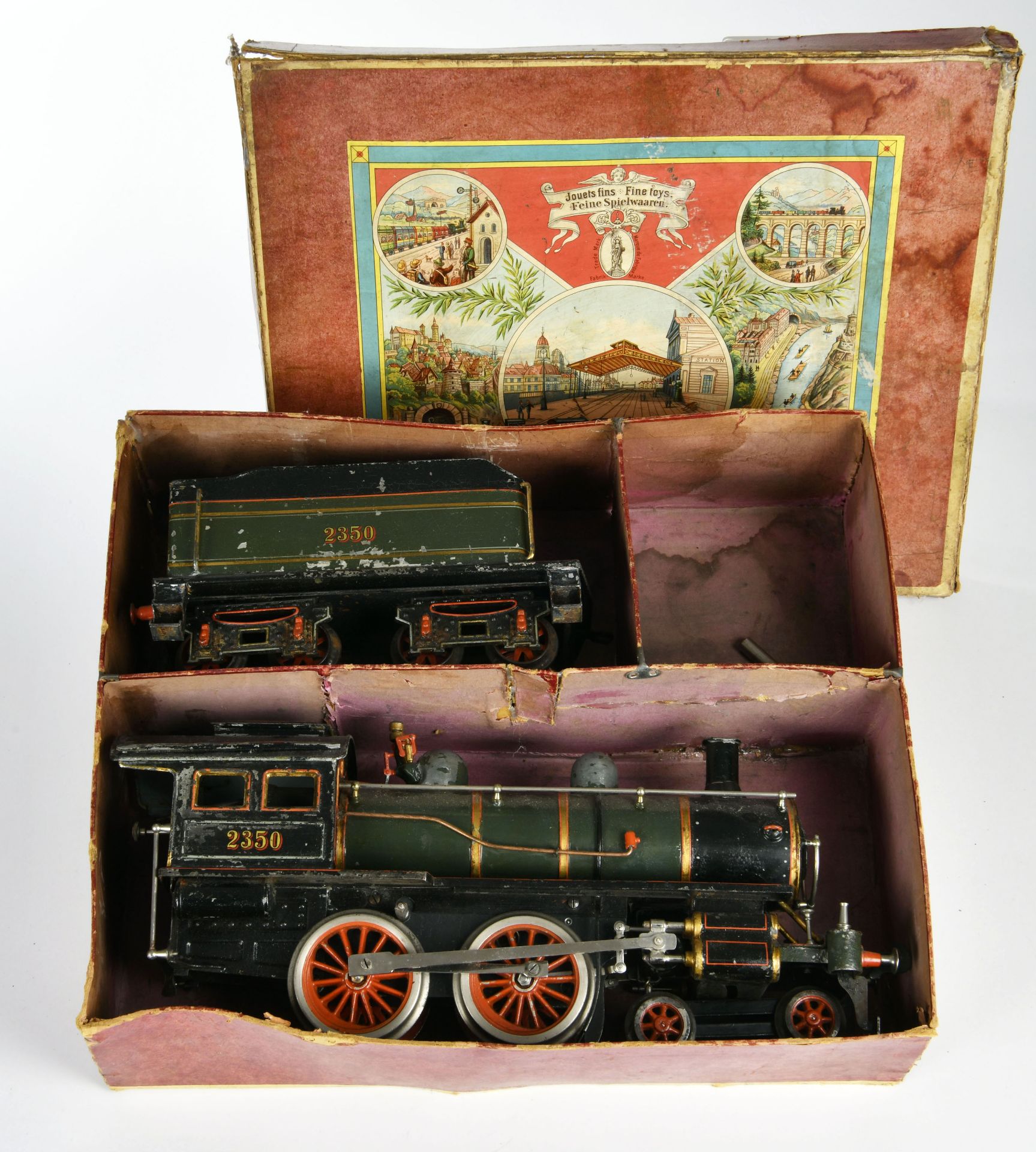 Carette, gauge 2 loco 2350 with tender, 62 cm, function not checked, part. paint d., box C 2-3, min. - Image 3 of 3