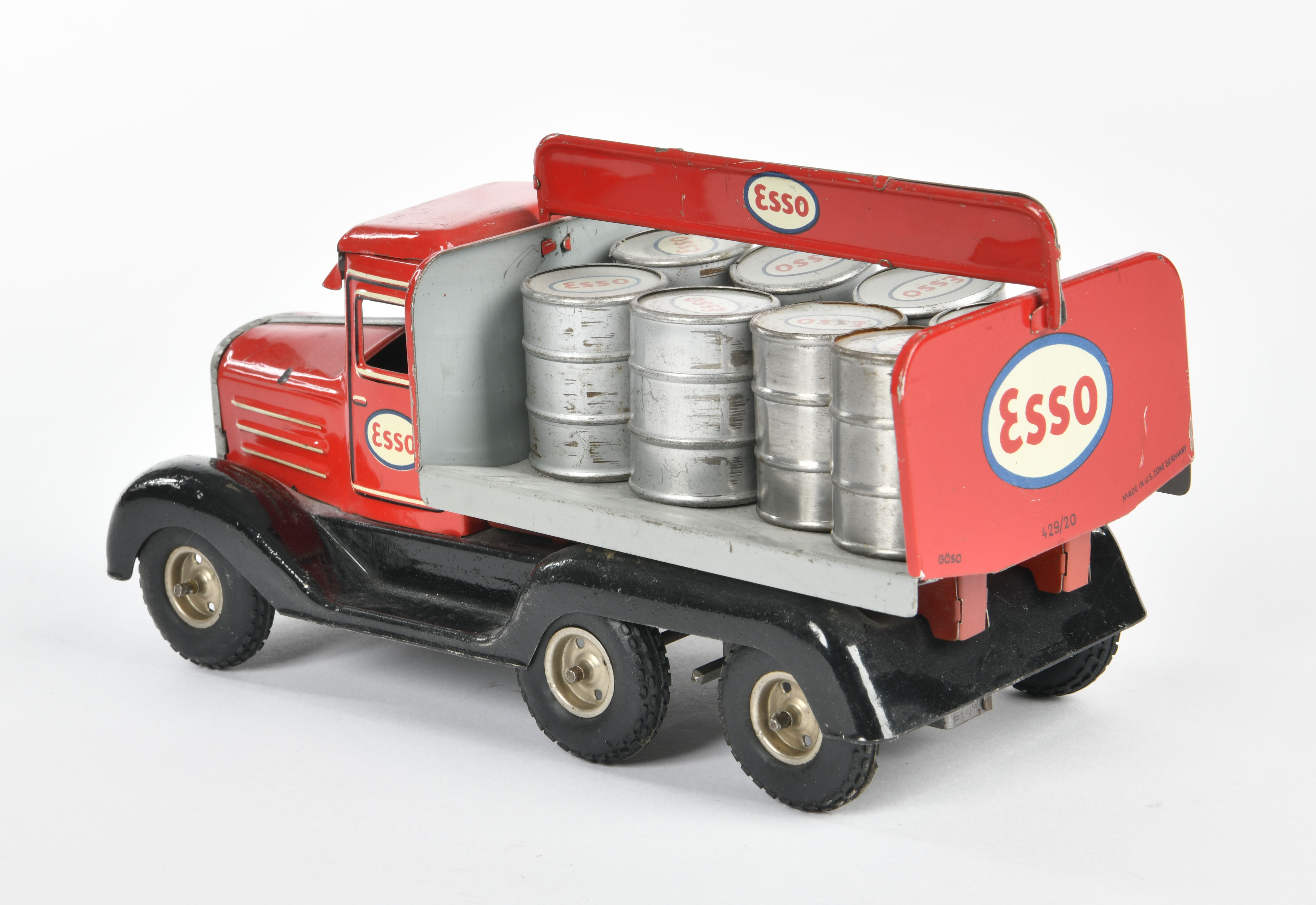 Göso, delivery van ESSO, US Z. Germany, 21 cm, tin, cw ok, paint d., with 8 barrels, C 2 - Image 2 of 3