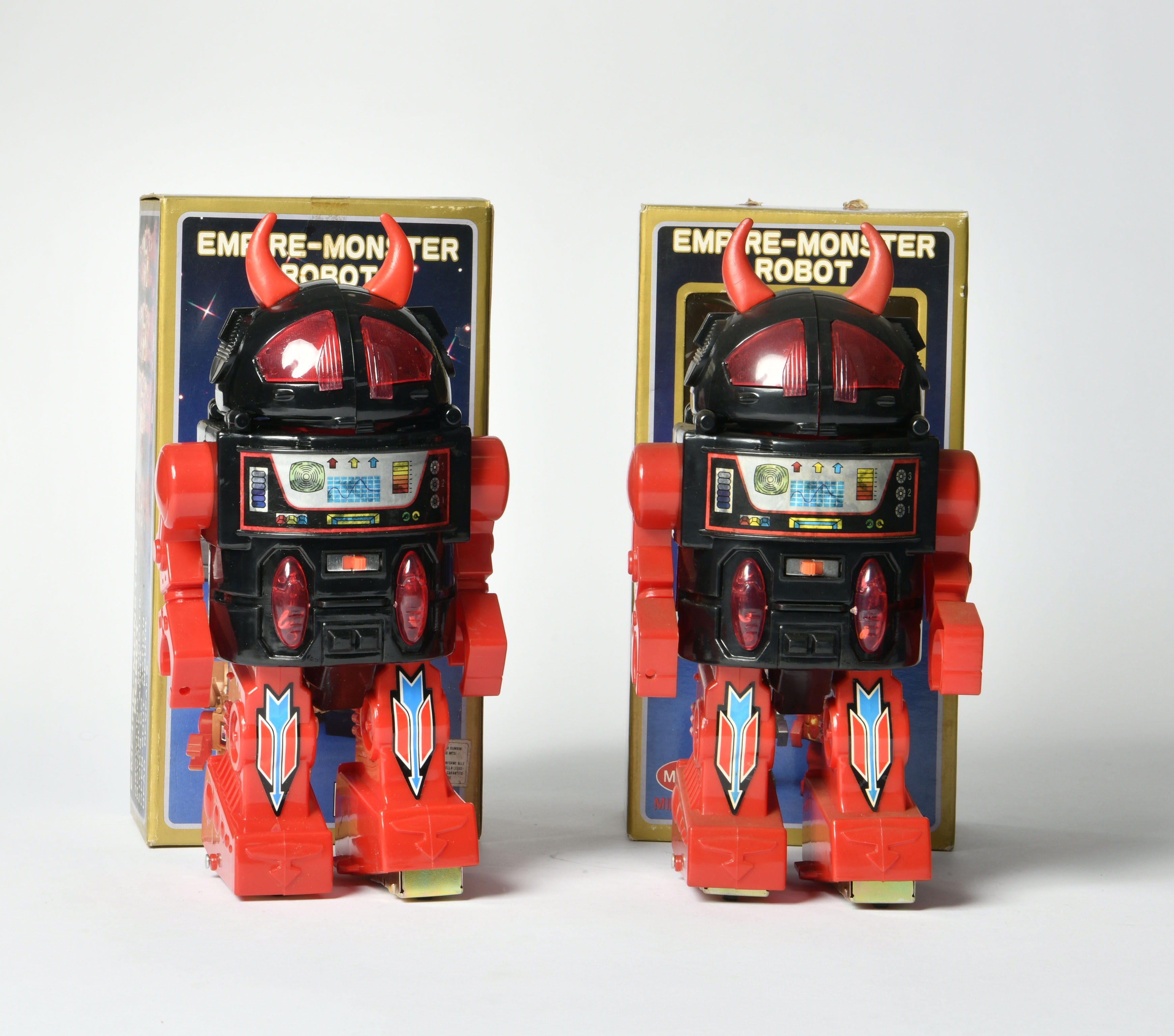 2x Empire Monster Robot, Taiwan, 26 cm, plastic, box, C 1-2