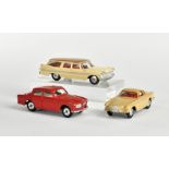 Corgi Toys + Dinky Toys, Volvo P 1800, Volvo 122 S + Plymouth