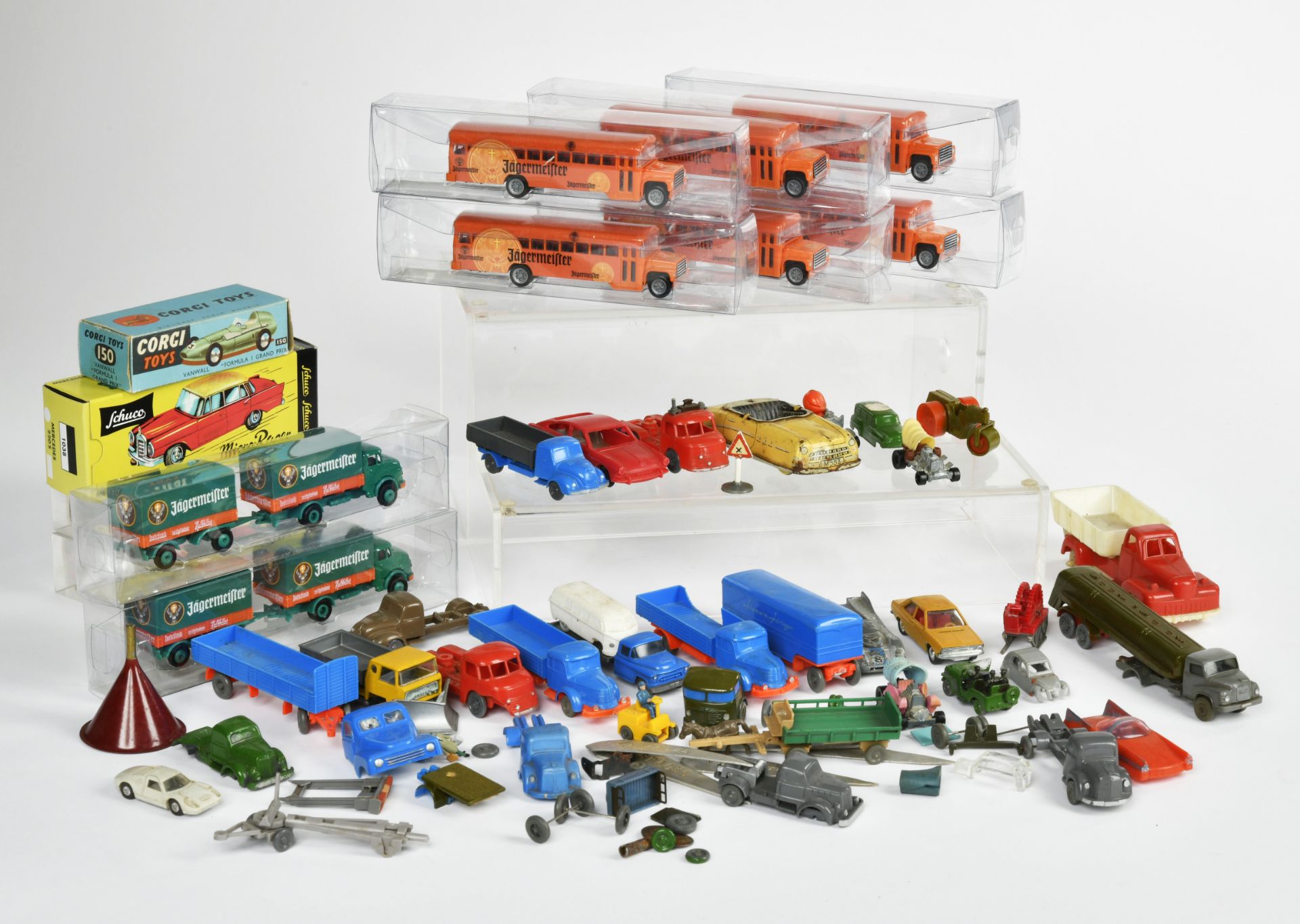 Wiking, Corgi Toys a.o., bundle of model cars, mostly defects, treasure trove