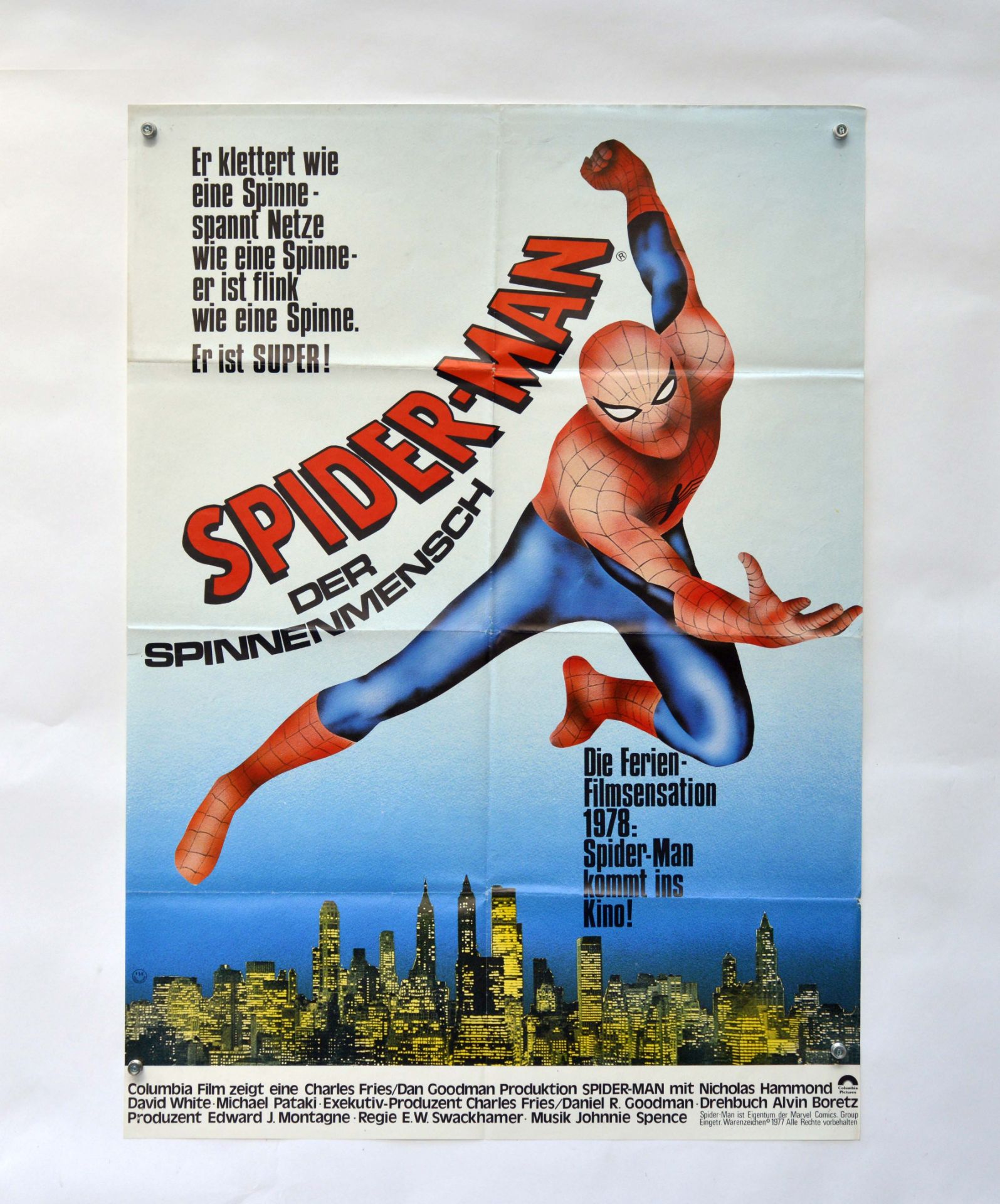 Film Poster Filmplakat "Spiderman", folds, pinholes, otherwise good condition