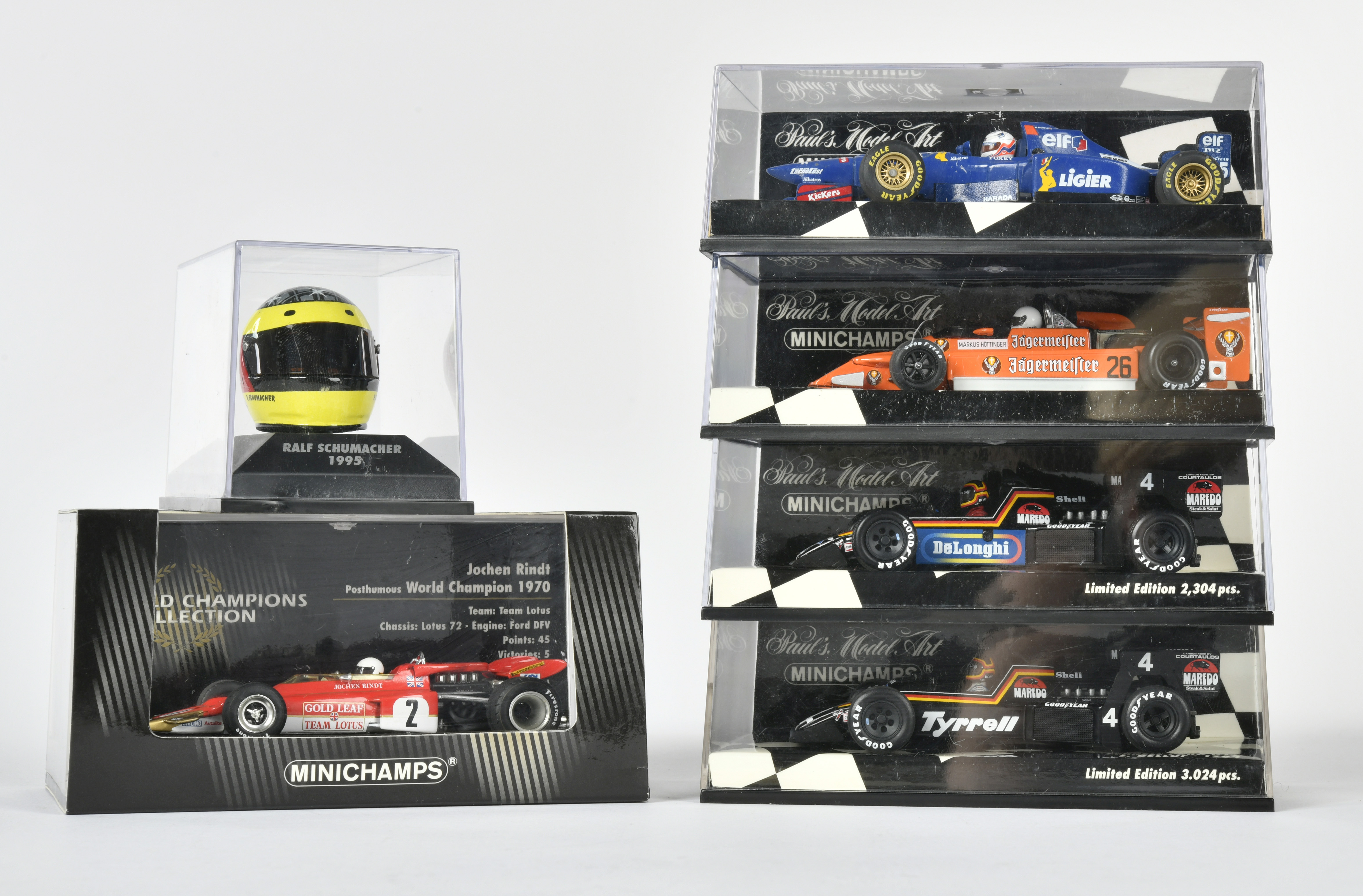 Minichamps, 5 Rennwagen + Helm