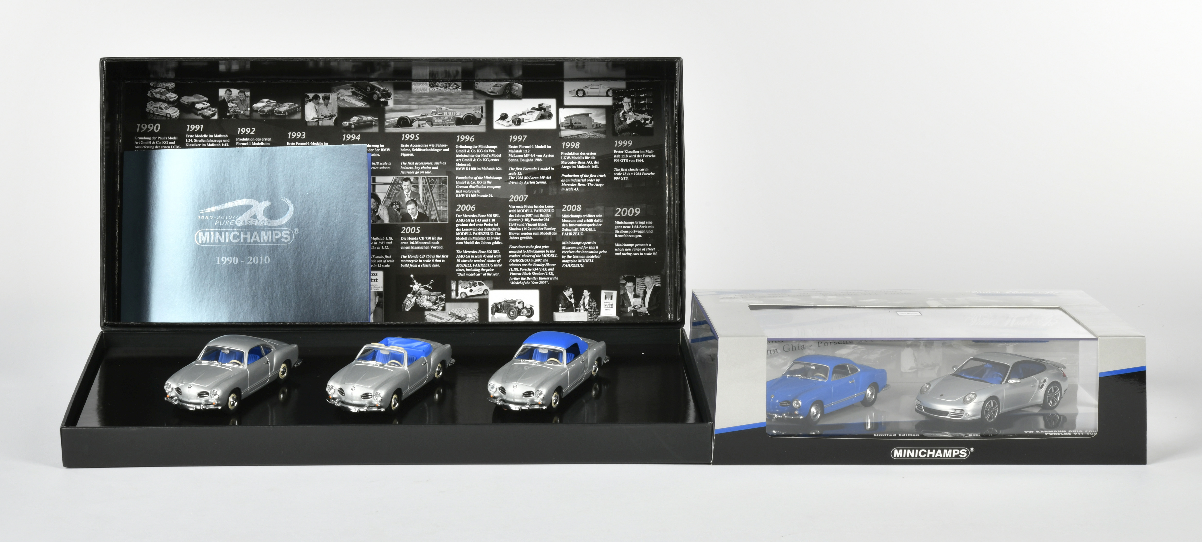 Minichamps, 3er Box VW Karman Ghia + 2er Set Karman Ghia + Porsche 911 Turbo