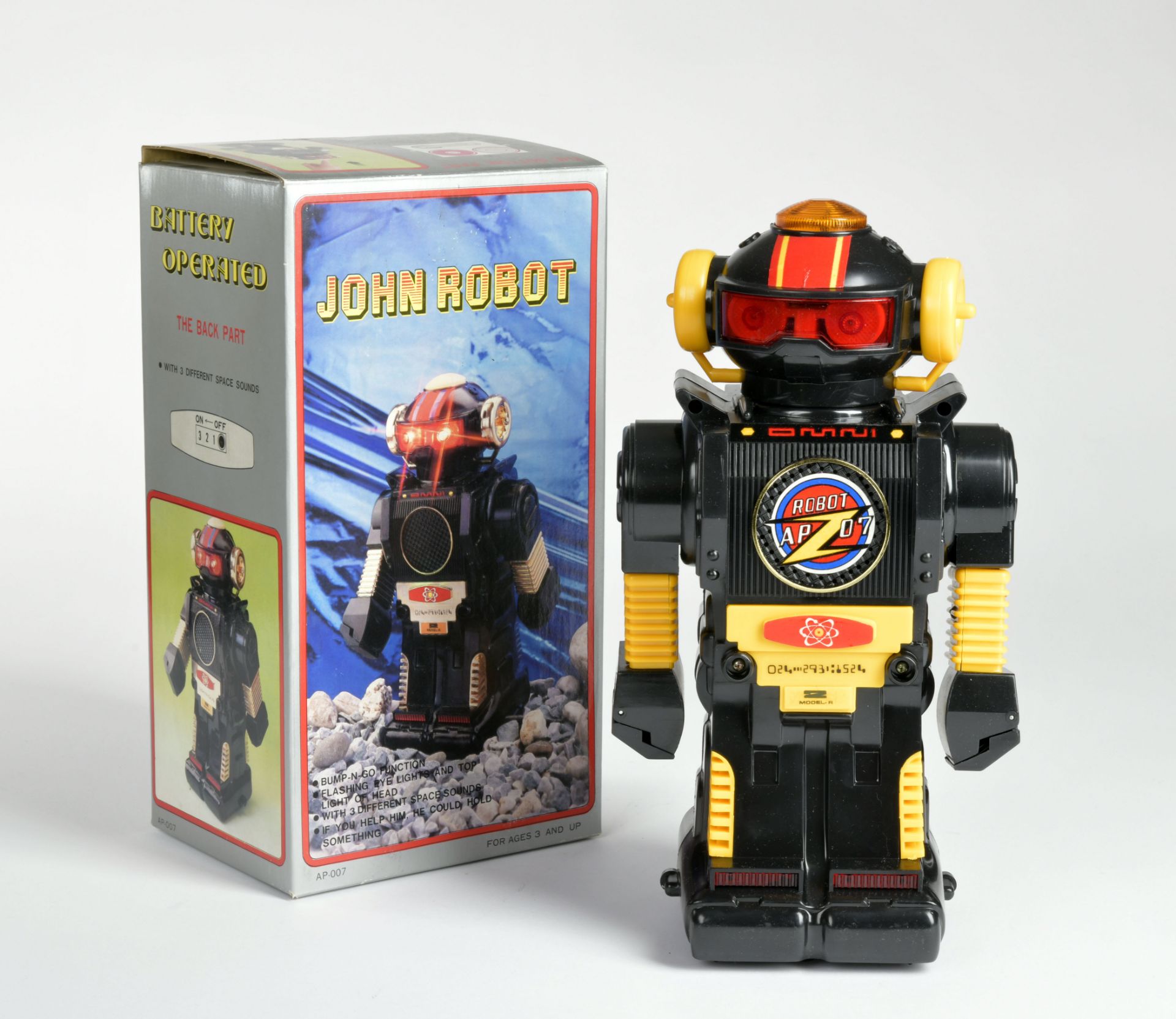 John Robot, Taiwan, 30 cm, plastic, function ok, box, C 1-