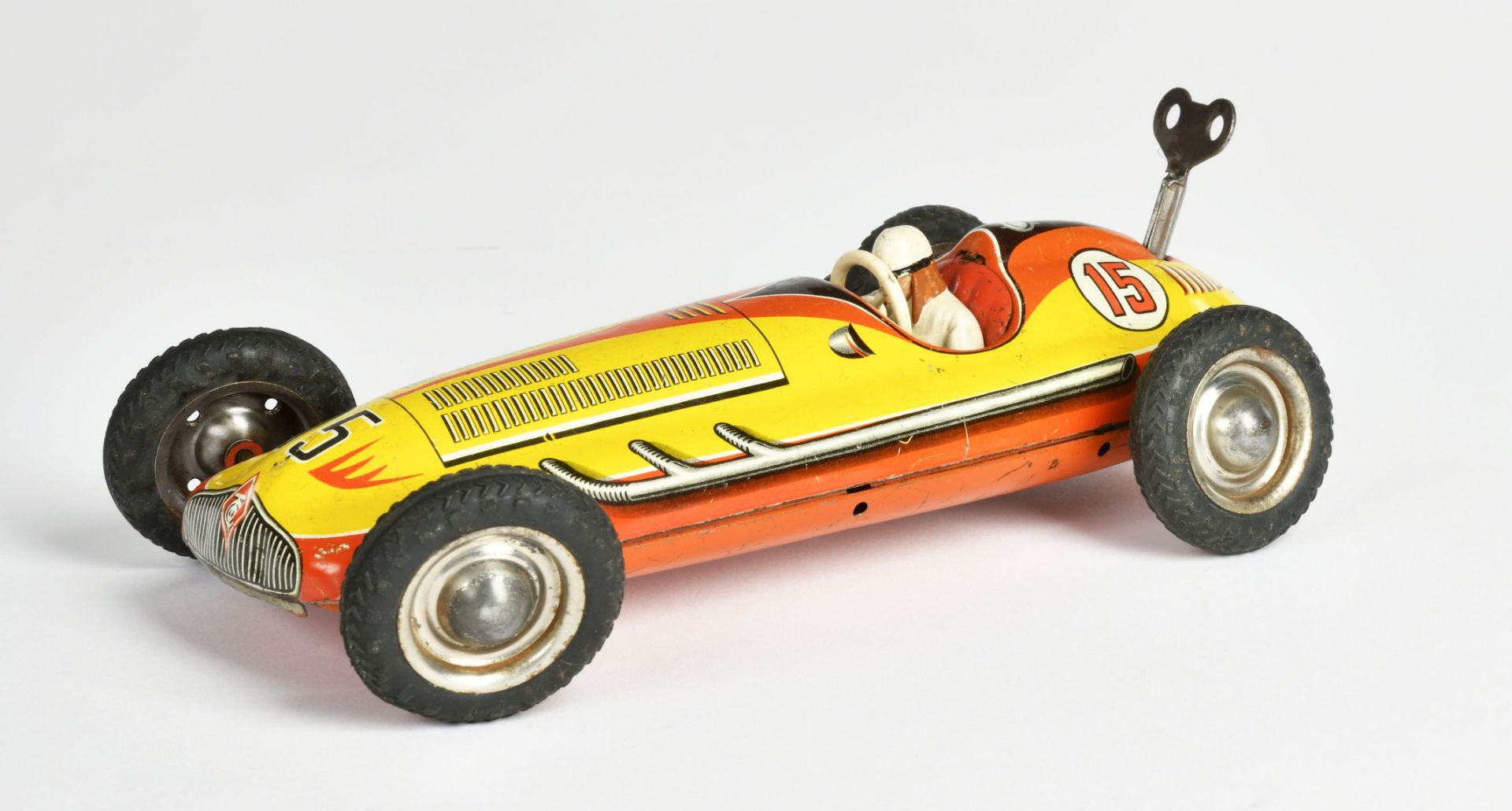 Tippco, racing car no 15, W.-Germany, 22 cm, tin, cw ok, paint d., C 2-3 - Image 2 of 3