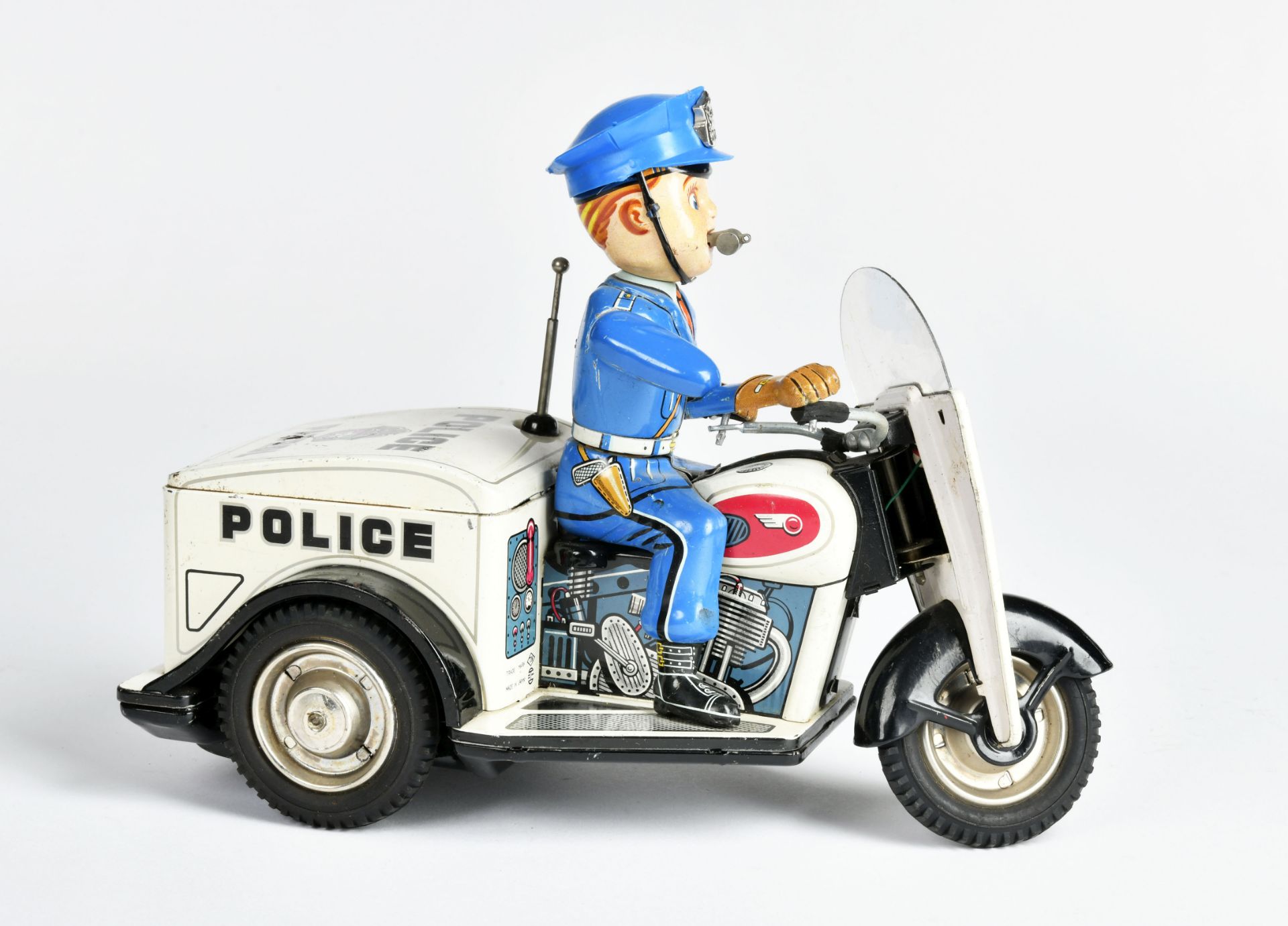 Nomura, Police Patrol Tricycle, Japan, 25 cm, drive ok, paint d., C 2- - Image 2 of 3