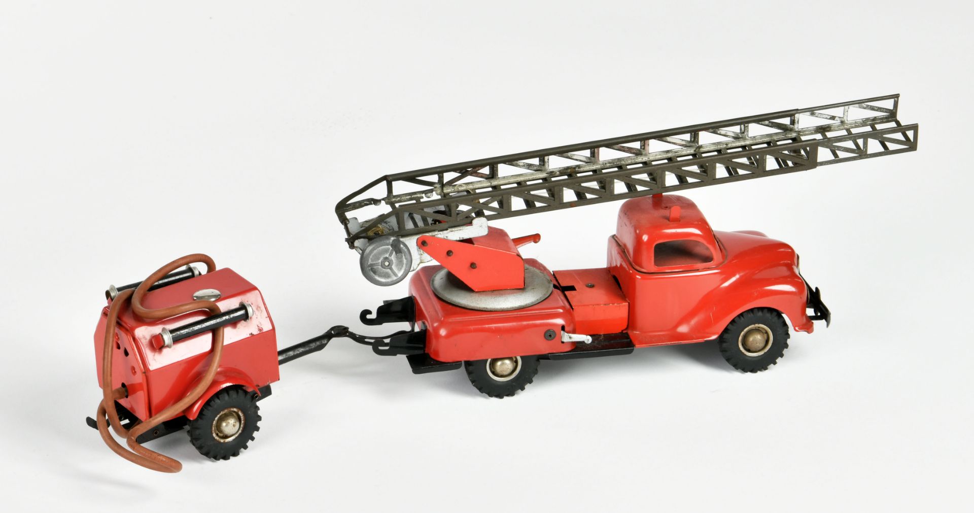 Gama, fire engine with trailer, US Z. Germany, 32 cm, tin, cw ok, paint d., C 2 - Image 2 of 2