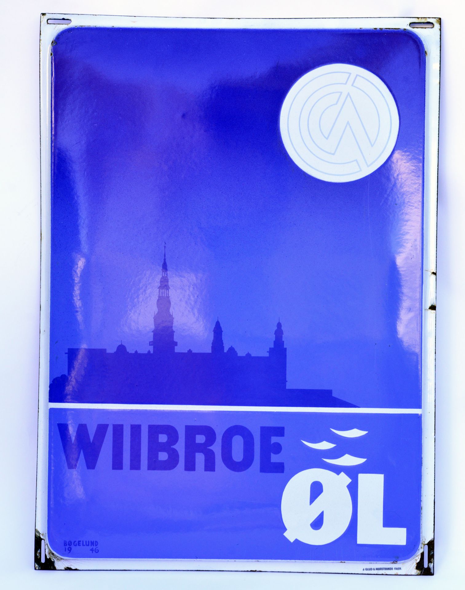 Wiibroe Øl, enamel sign from 1946 (town hall of Kopenhagen), 50 x 70 cm, C 2