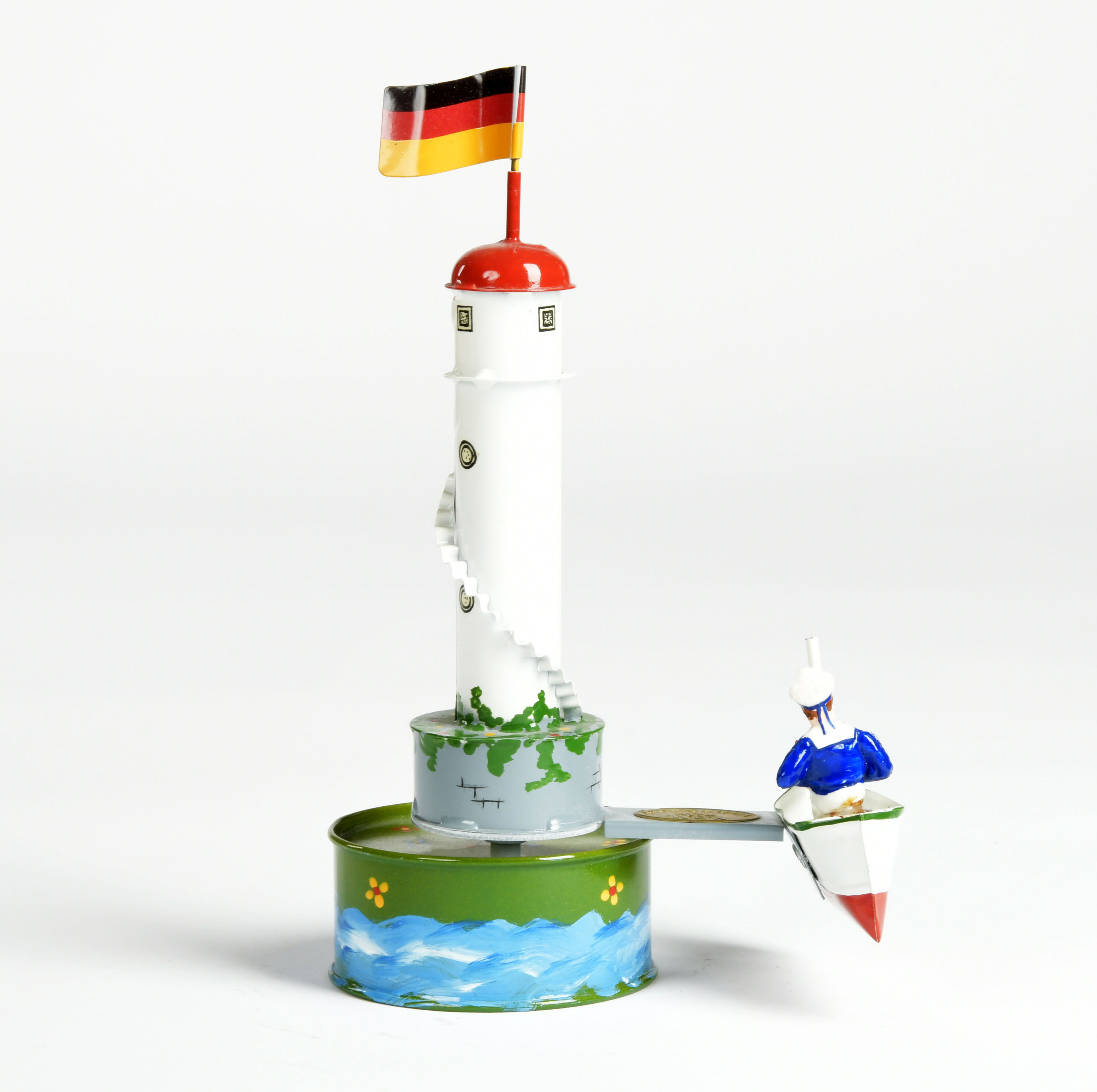 Tucher & Walther, lighthouse with ship, W.-Germany, 21cm, tin, with music, cw ok, C 1 - Image 2 of 2