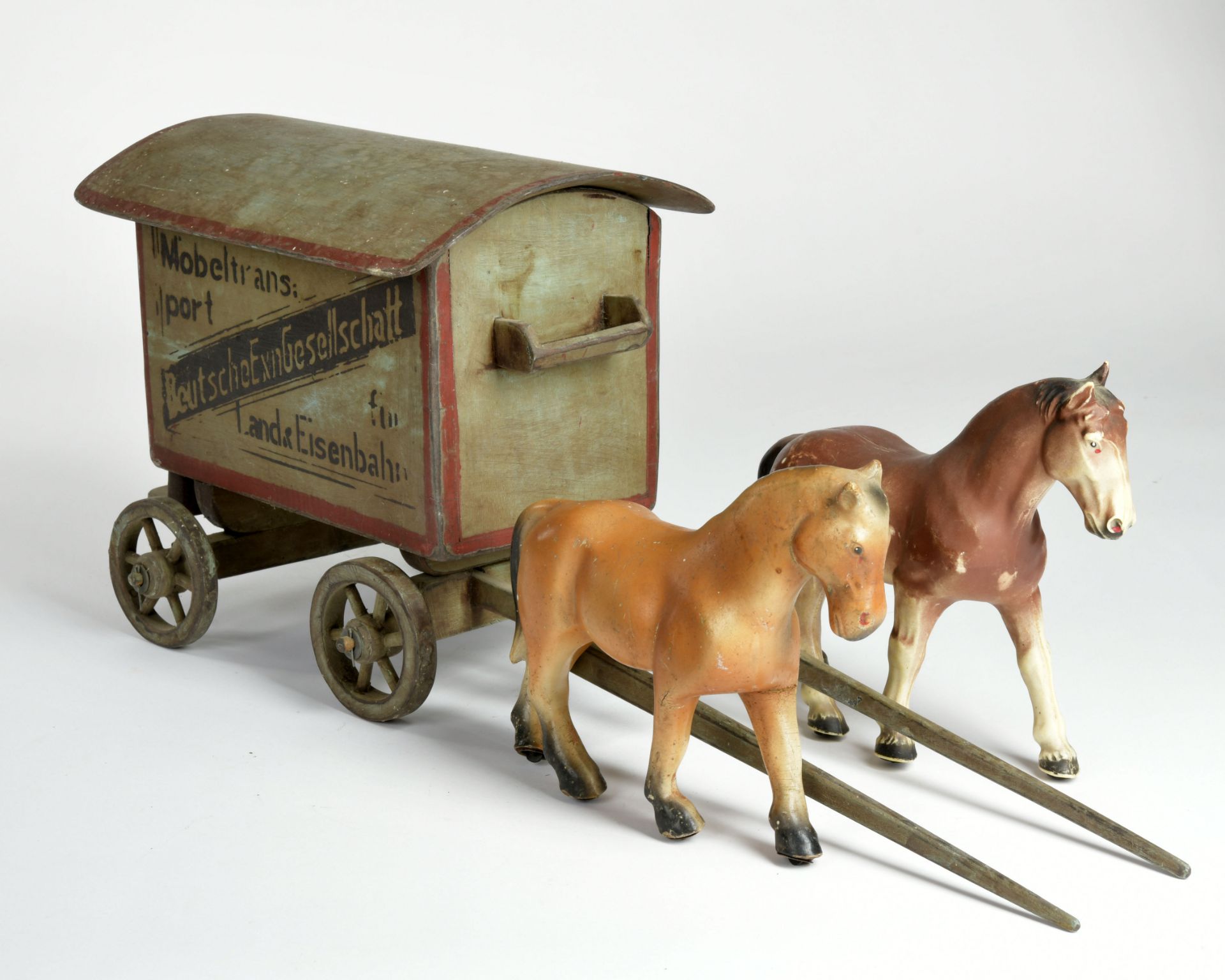 Furniture carriage, Germany, 60 cm, wood, horses plastic, paint d., C 2