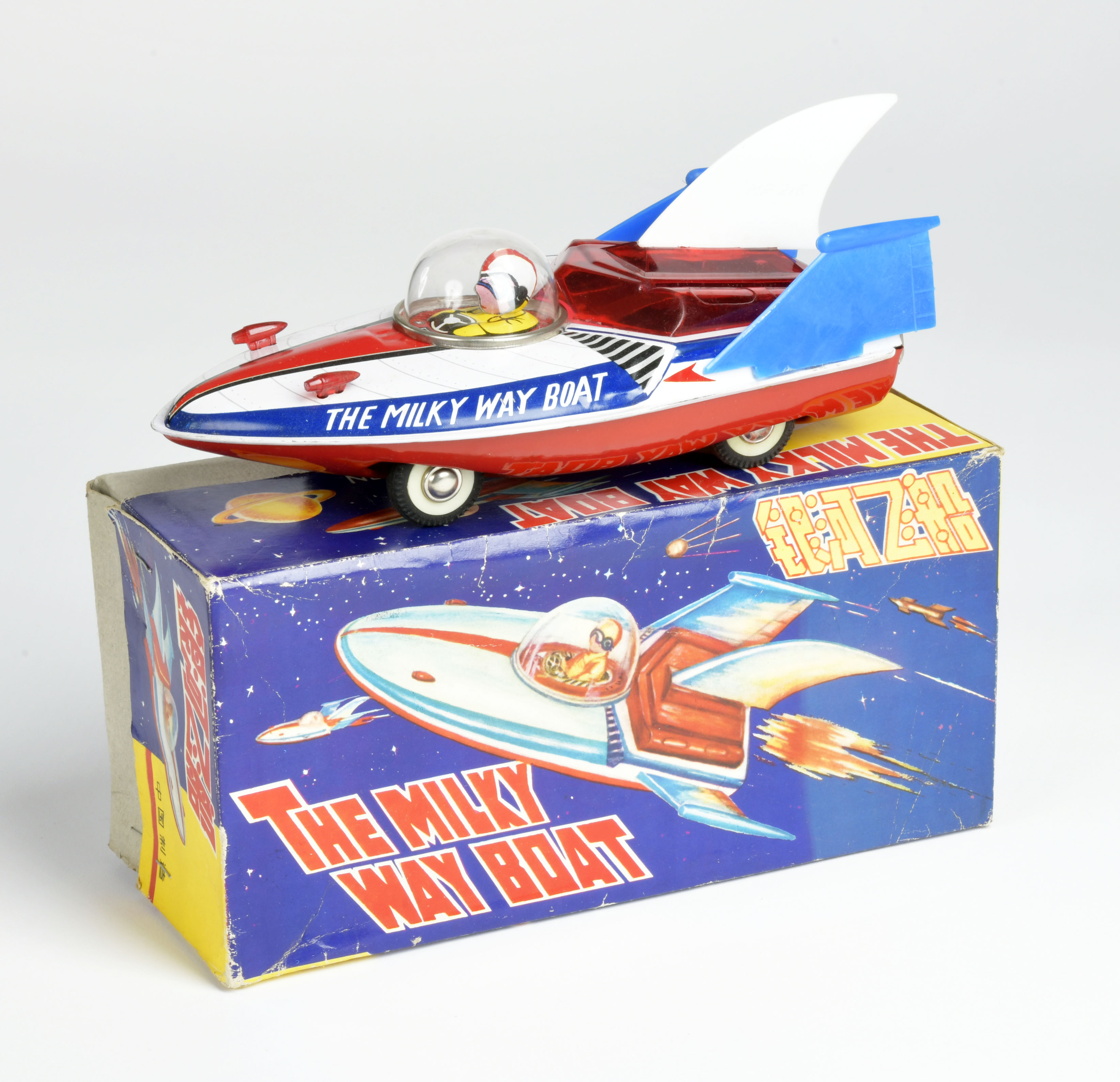 The Milky Way Boat MF 215, tin, 21,5 cm, friction ok, box C 1-, C 1-