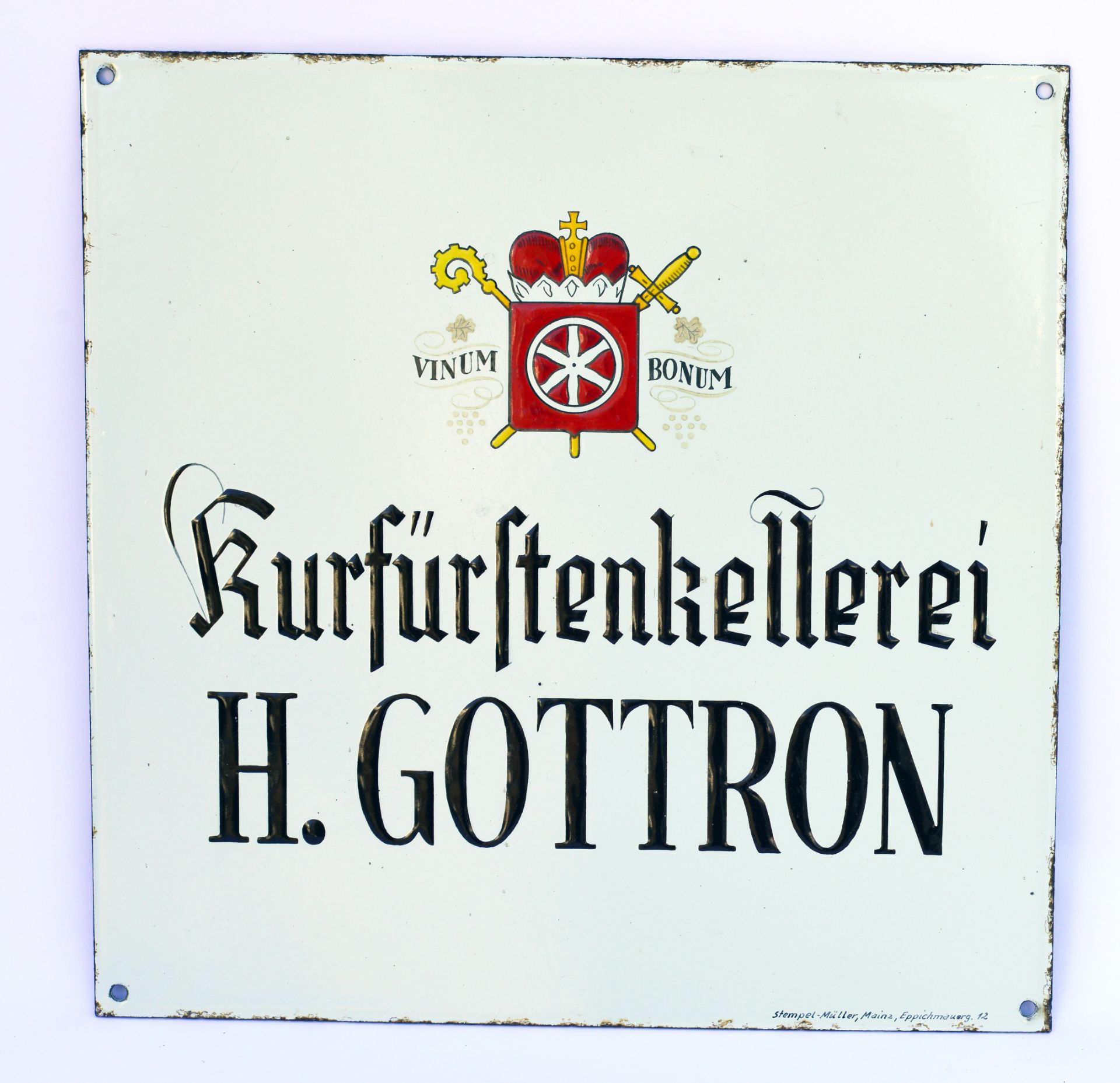 Kurfürsten Kellerei, enamel sign (flat), 35 x 35 cm, C 1-