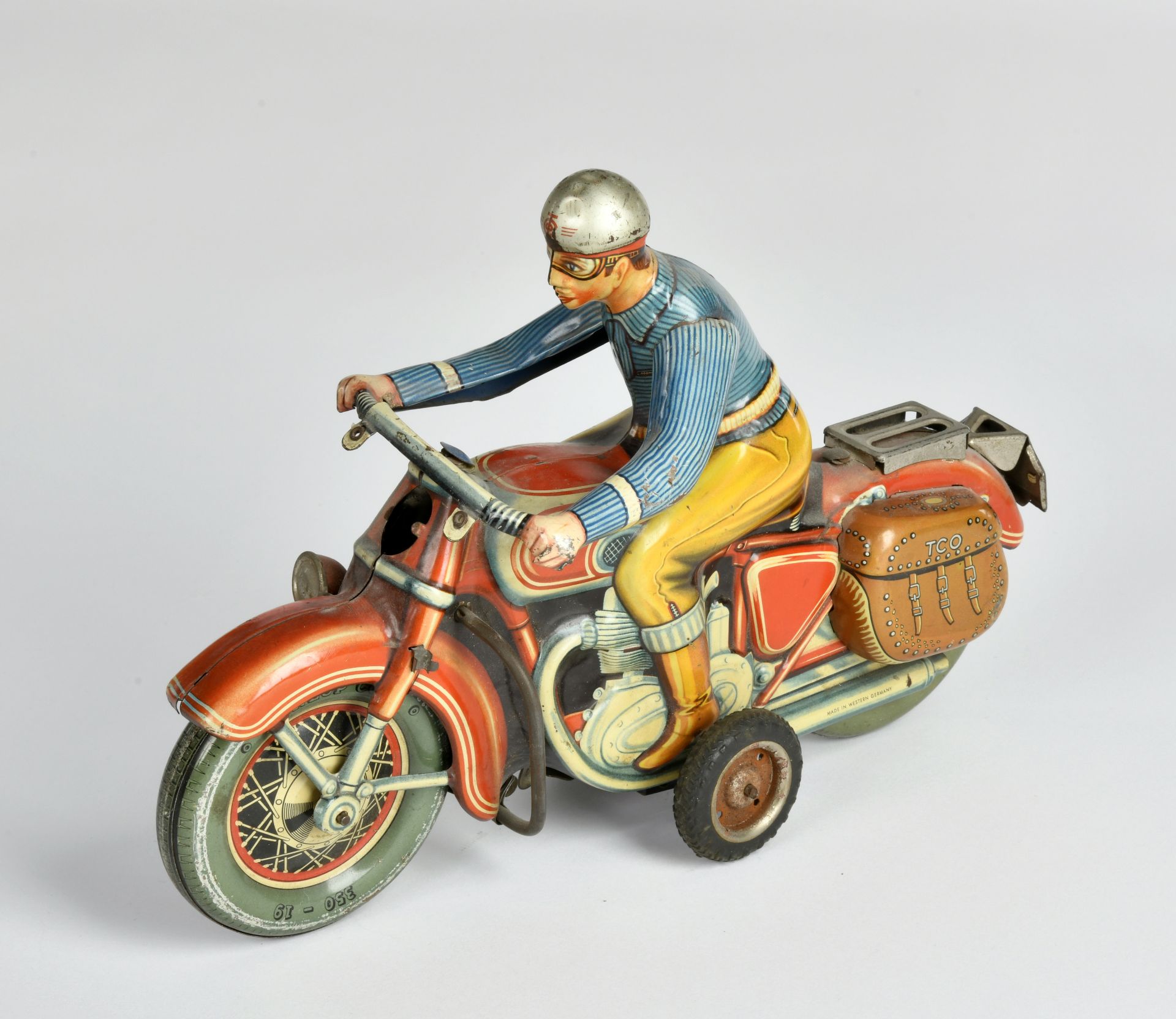 Tippco, motorcycle, W.-Germany, 28cm, paint d., rust d., not complete, please inspect