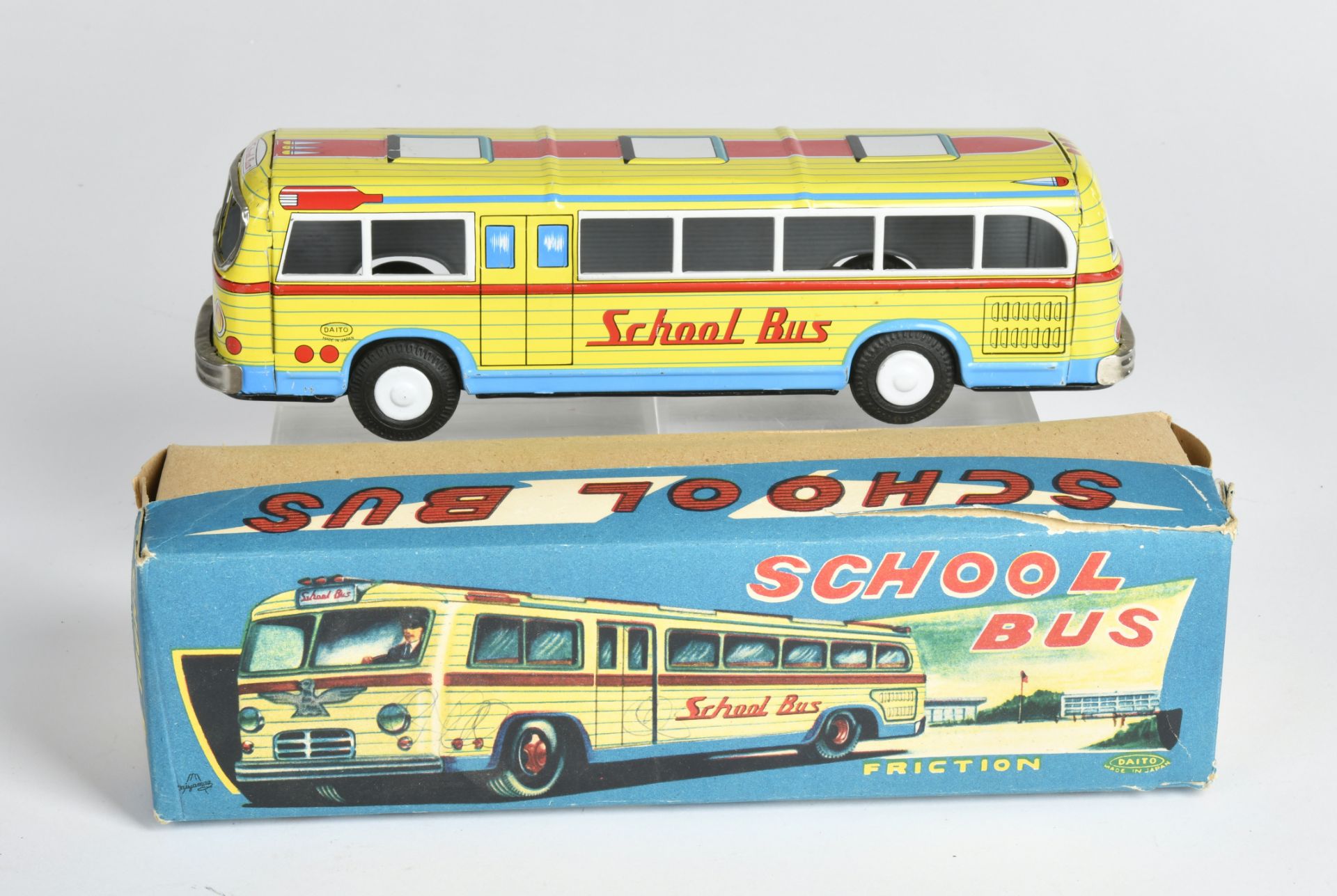 Dato, School Bus, Japan, tin, 29cm, friction ok, box C 2, C 1-