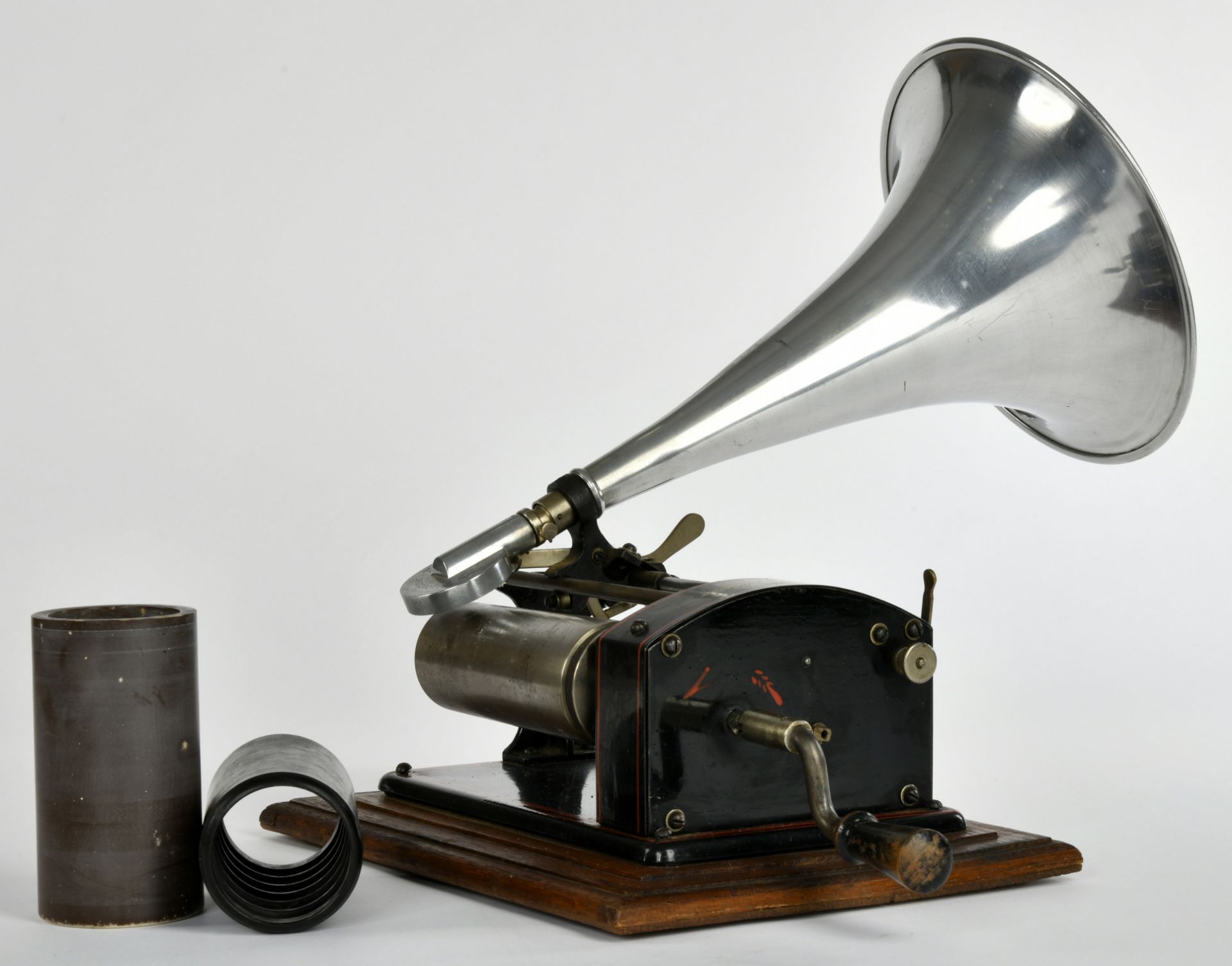 Exceliser/Köln, gramophone around 1905, base plate 27x20cm, funct. ok, with original hoppr - Image 3 of 4