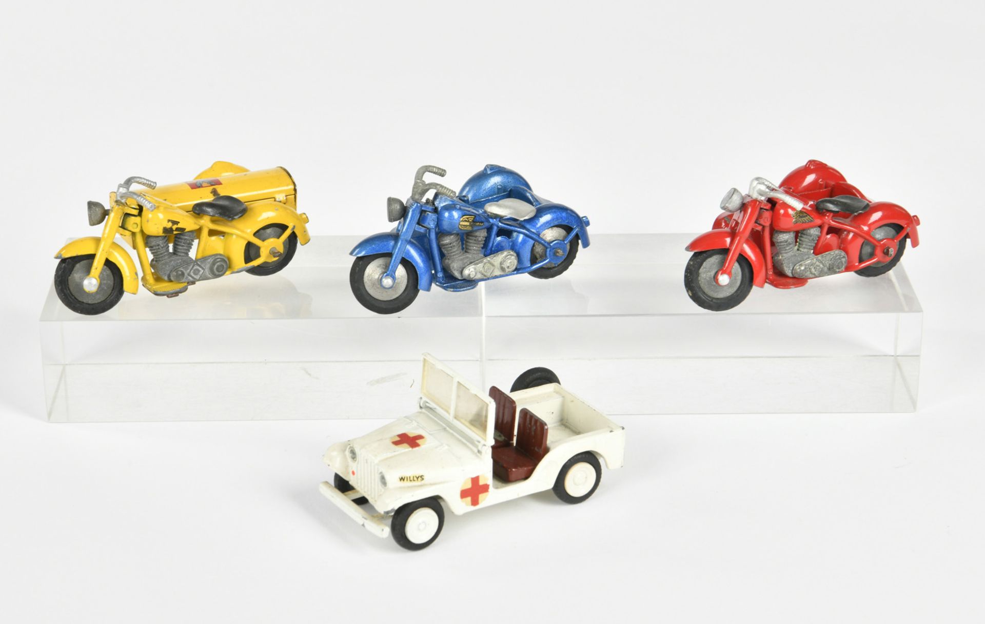 Tekno, Jeep + 3 pillon motorcycles, Denmark, diecast, paint d., C 2-3 - Image 4 of 5