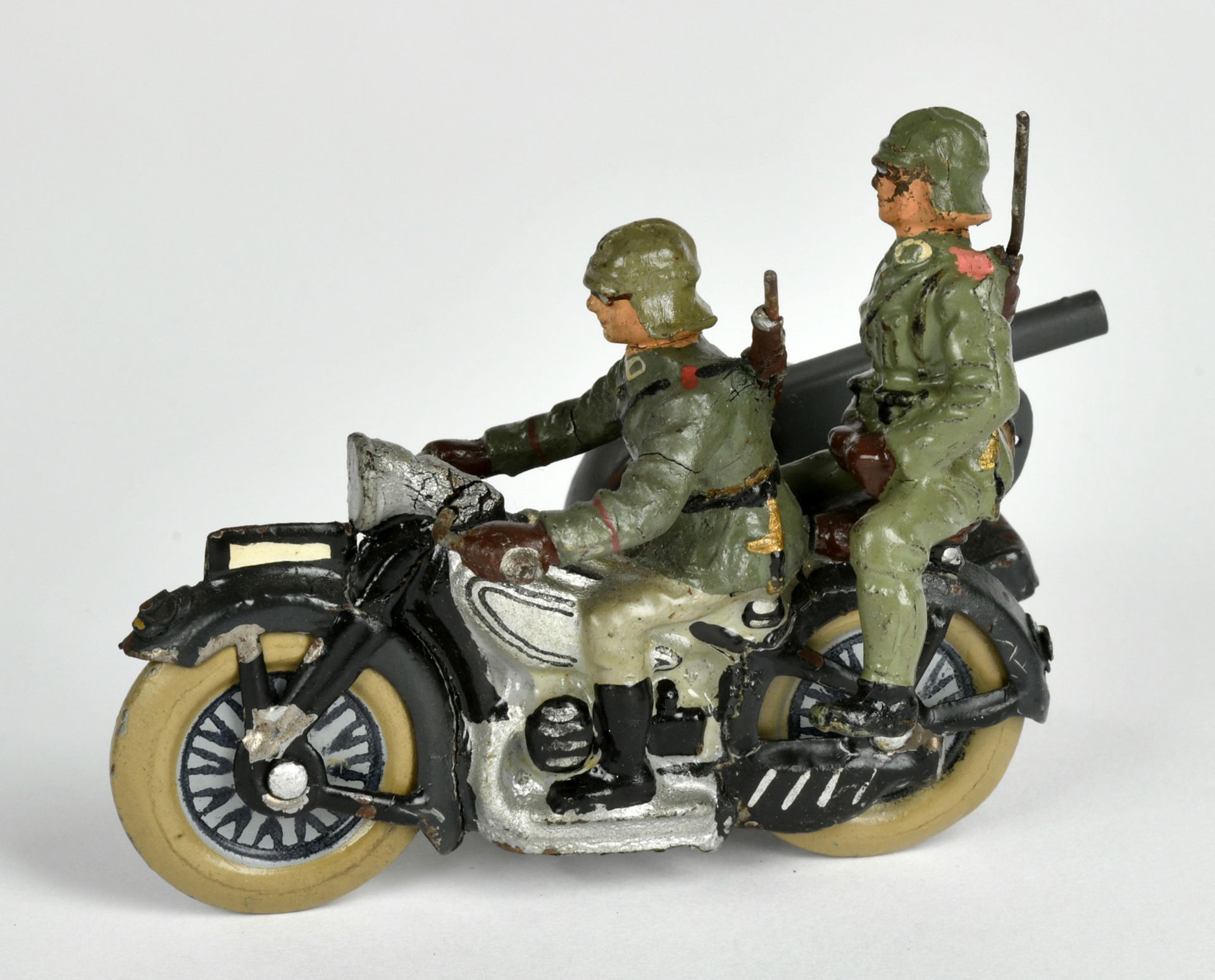 Elastolin, sidecar motorcycle with MG, Germany pw, 11 cm, mixed constr., paint d., C 2 - Image 2 of 3