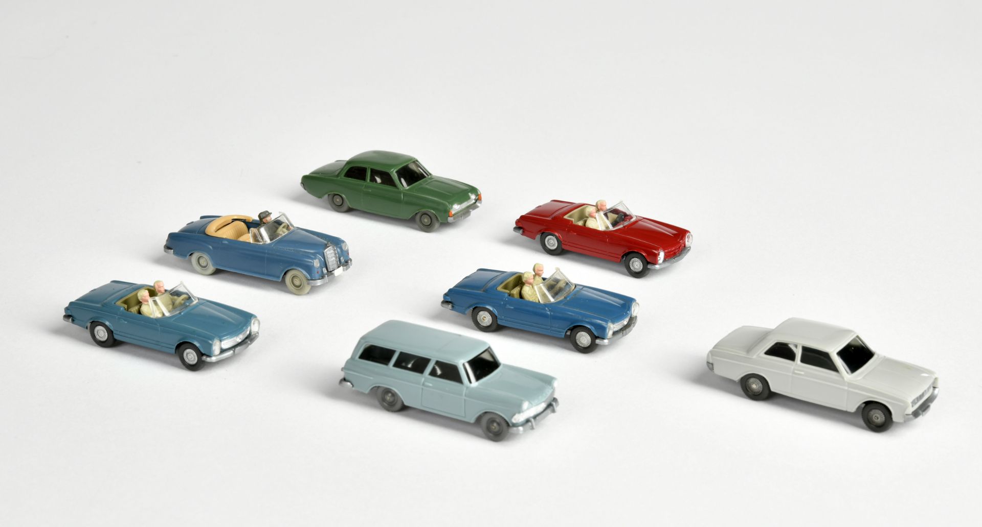 Wiking 7 cars, MB + Opel, W.-Germany, 1:87, plastic, C 1-2