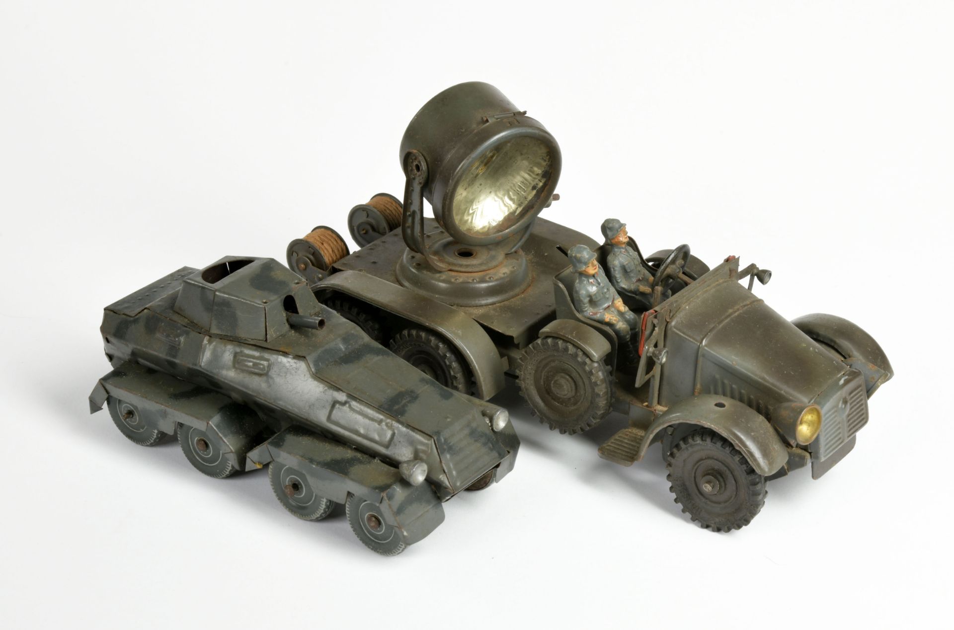 Hausser, search light truck + Tippco tank car, Germany pw, tin, 17-25cm, with defects, C 3