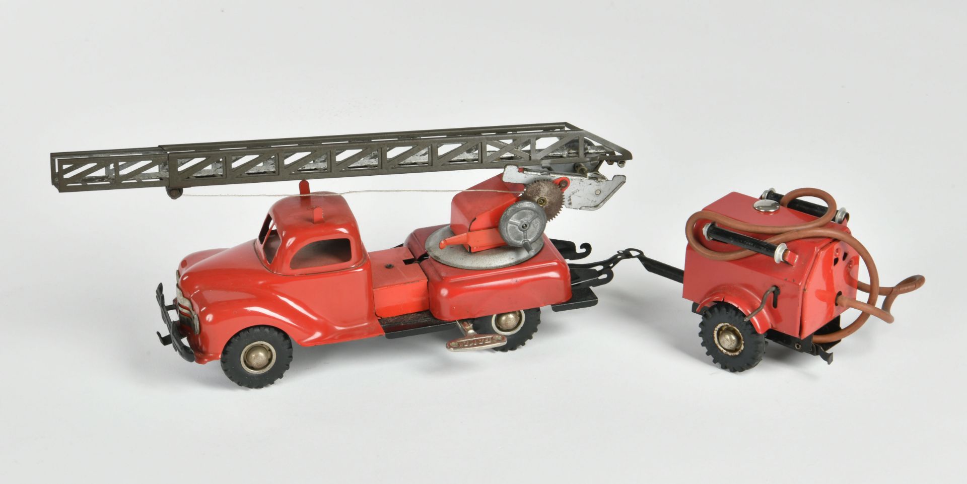 Gama, fire engine with trailer, US Z. Germany, 32 cm, tin, cw ok, paint d., C 2