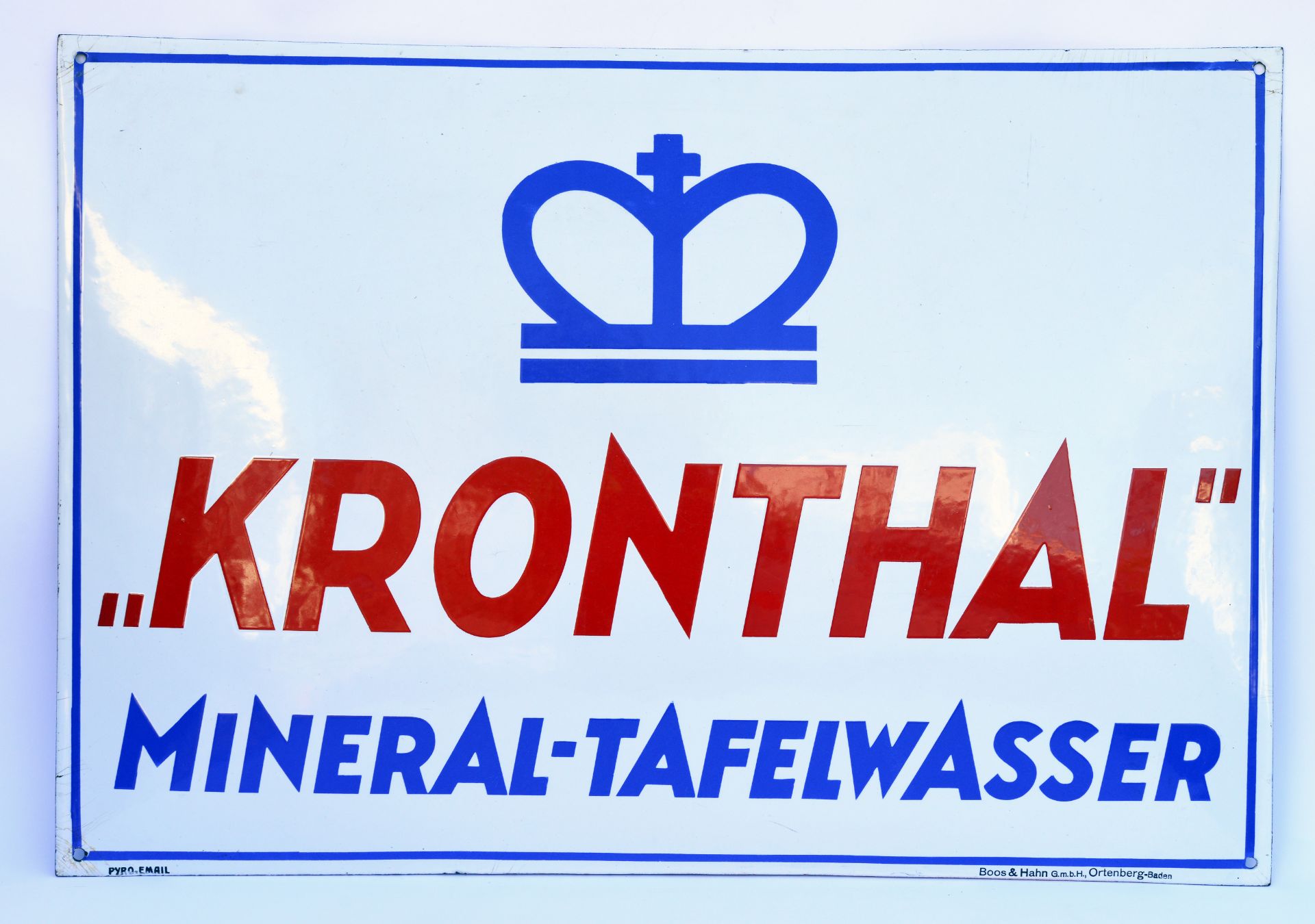 Kronthal Mineral-Tafelwasser, enamel sign (bulky), 80 x 55 cm, C 1-