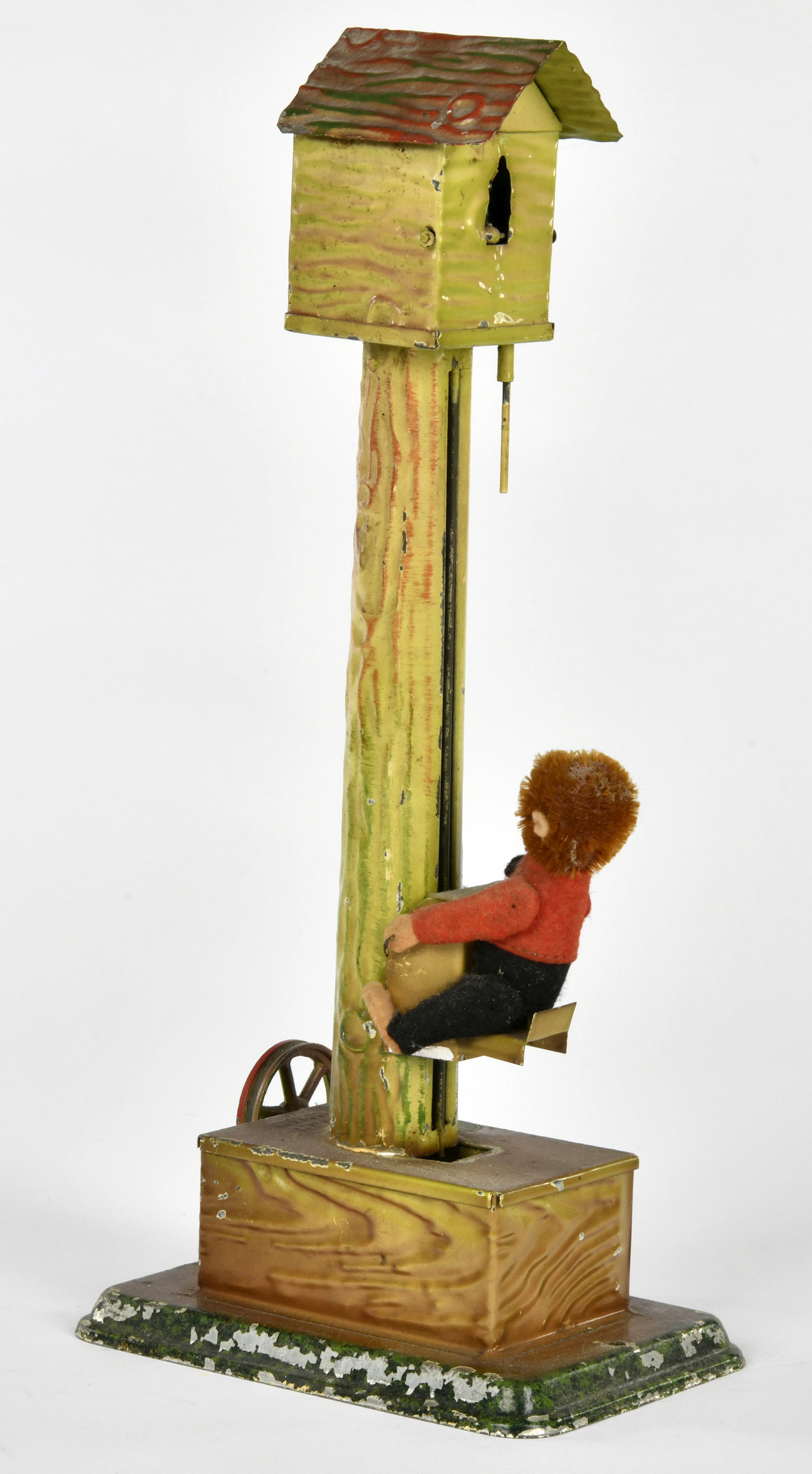 Doll, drive models, birdhouse with Schuco monkey, Germany pw, 30cm, paint d., C 2 - Image 2 of 3