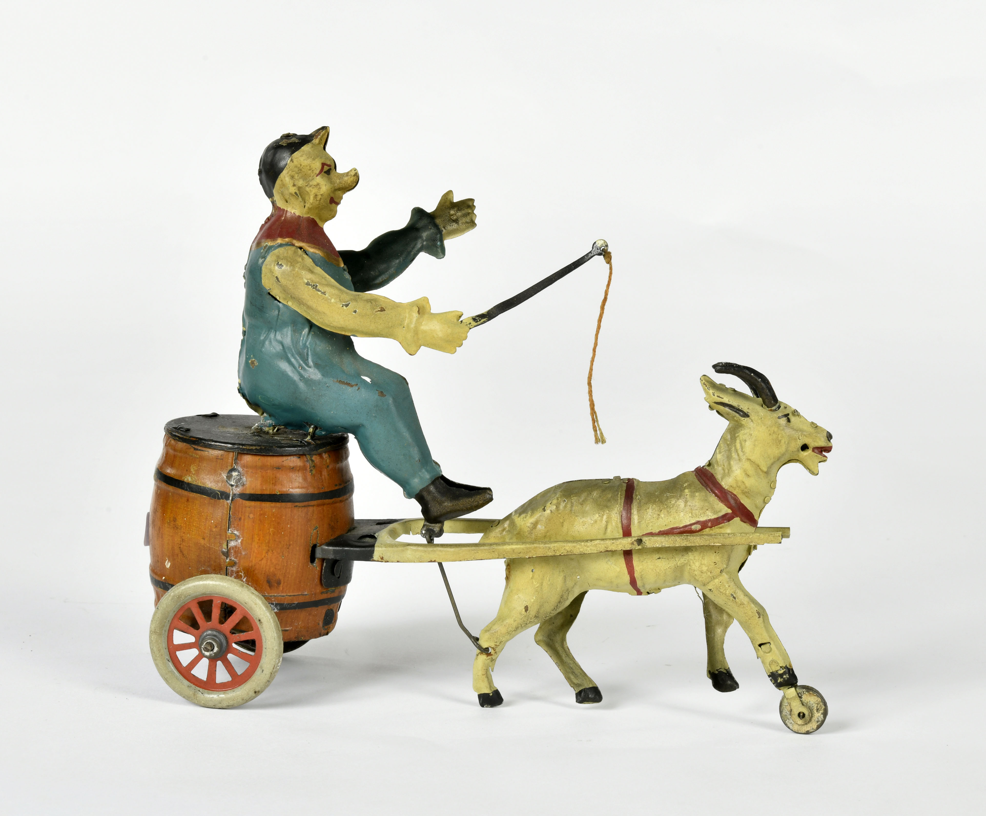 Günthermann, Clown on barrel goat carriage, Germany pw, 20 cm, tin, cw ok, min. paint d., C 1-2