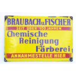 Braubach und Fischer, Emailleschild (gewölbt), 1930ger Jahre