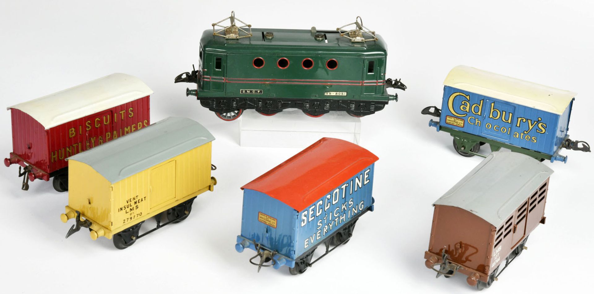 Hornby, E-locomotive SNCF 8051 + 5 wagons, England, Spur 0, tin, min. paint d., C 1-2 - Image 2 of 3