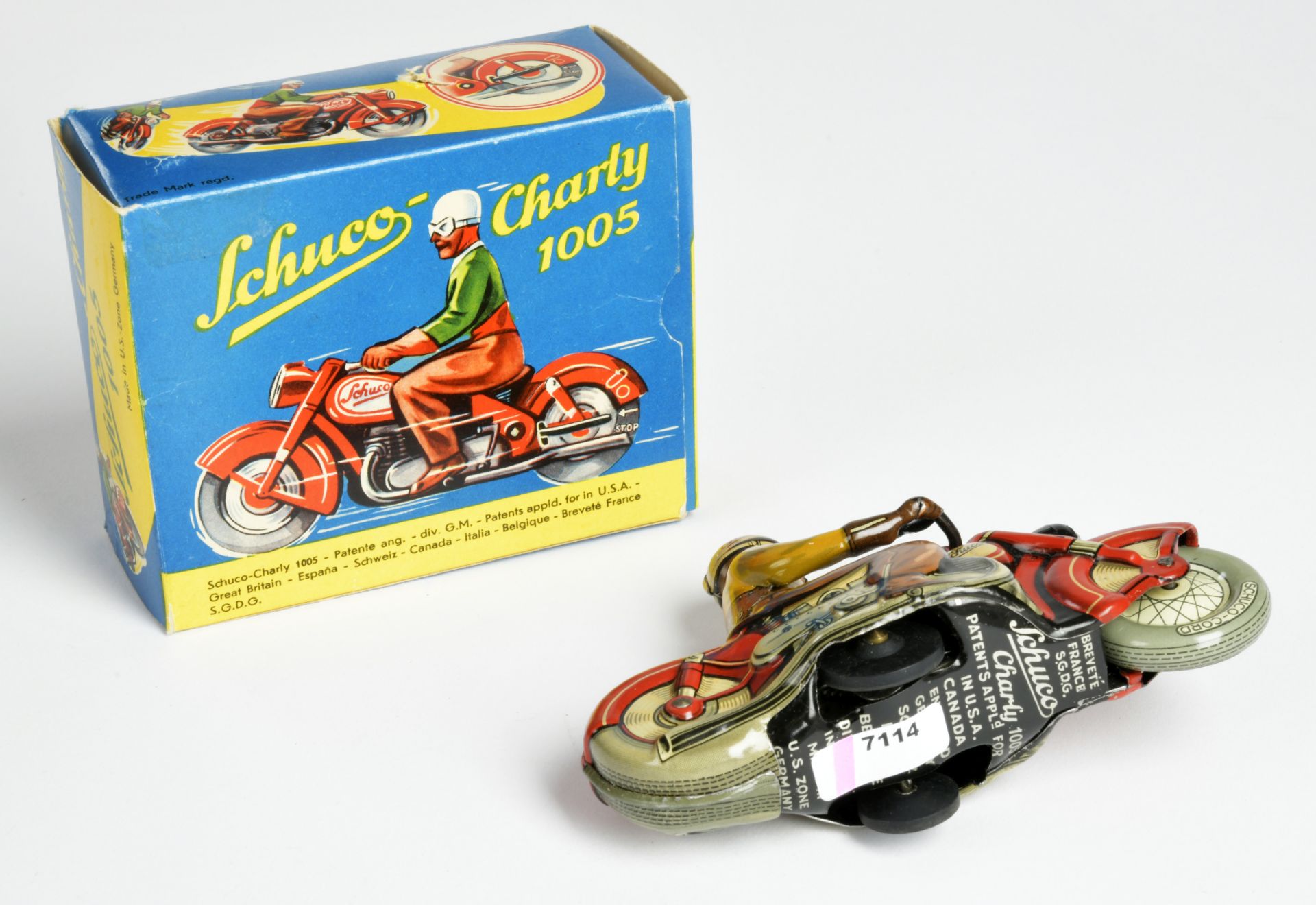 Schuco, motorcycle Charly 1005, US Z. Germany, tin, cw ok, box C 1, C 1 - Image 3 of 3