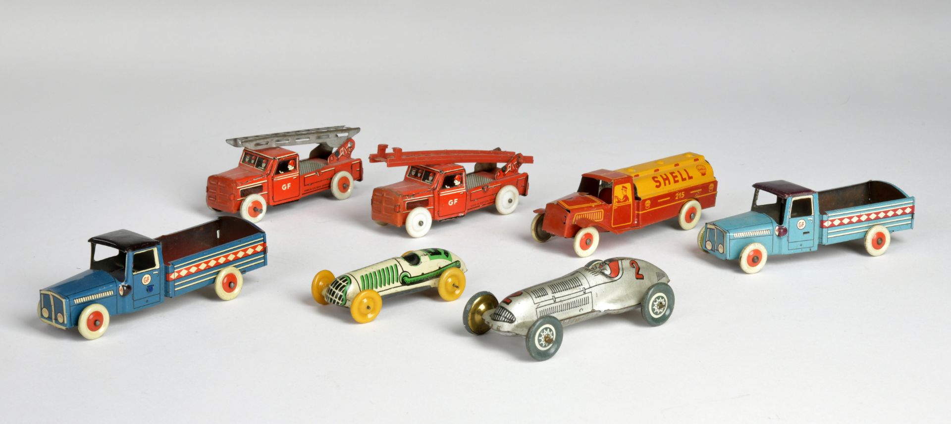 Fischer a.o., 7 vehicles, tin, W.-Germany, C 1-2