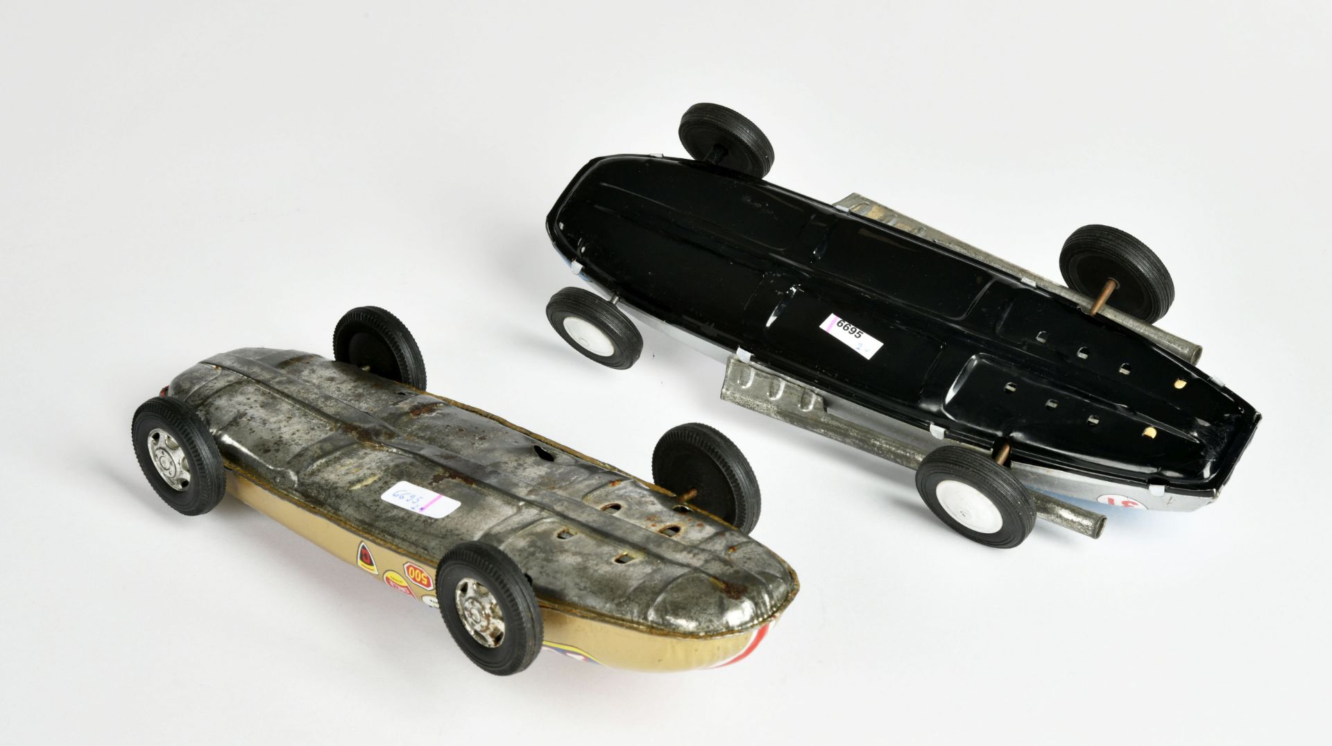 2 racing cars, Japan, tin, 25cm, paint d., rust d., C 3 - Image 3 of 3
