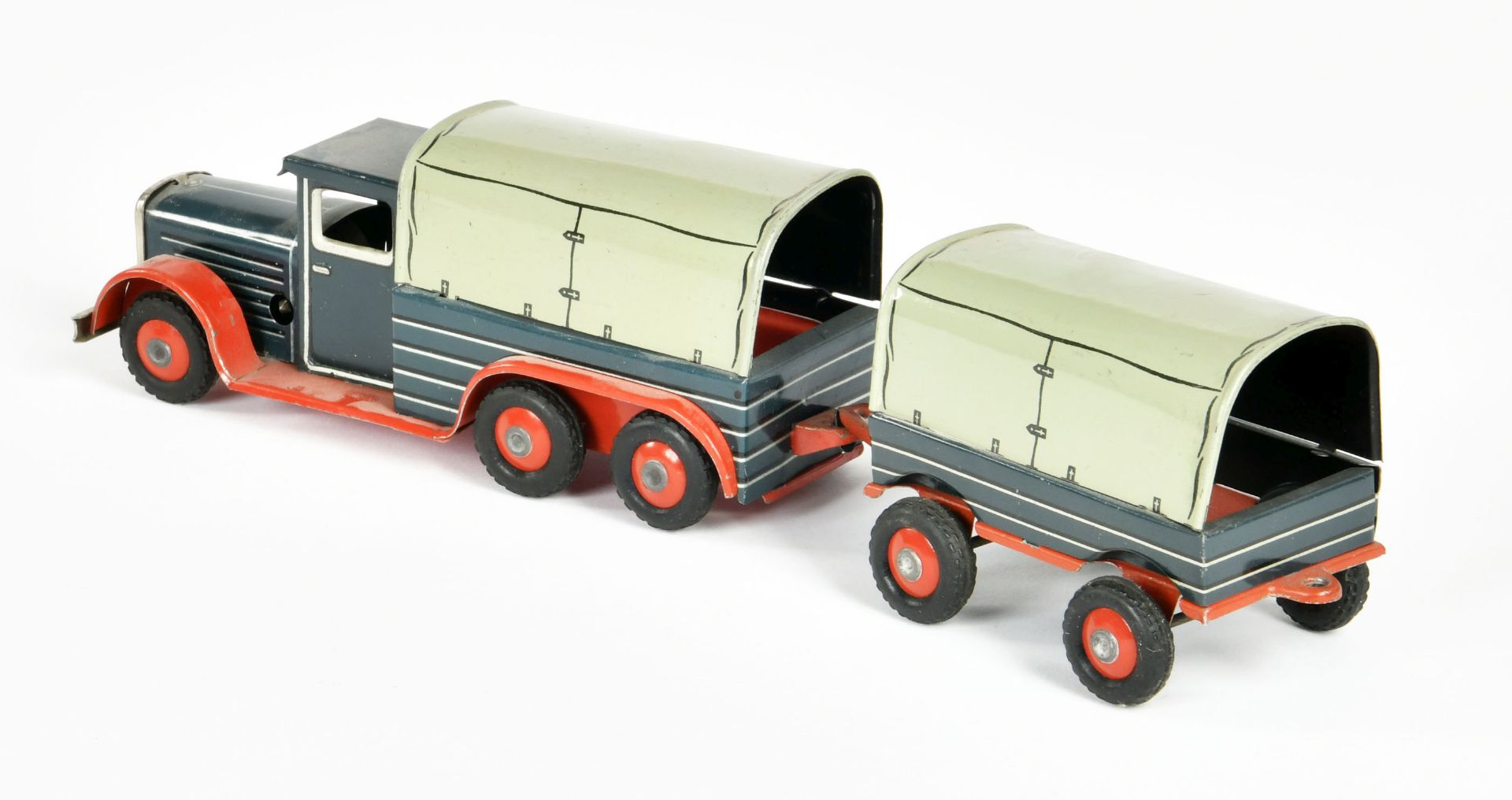 Göso, truck with trailer, US Z. Germany, 26 cm, tin, cw ok, min. paint d., C 1-2 - Image 2 of 3