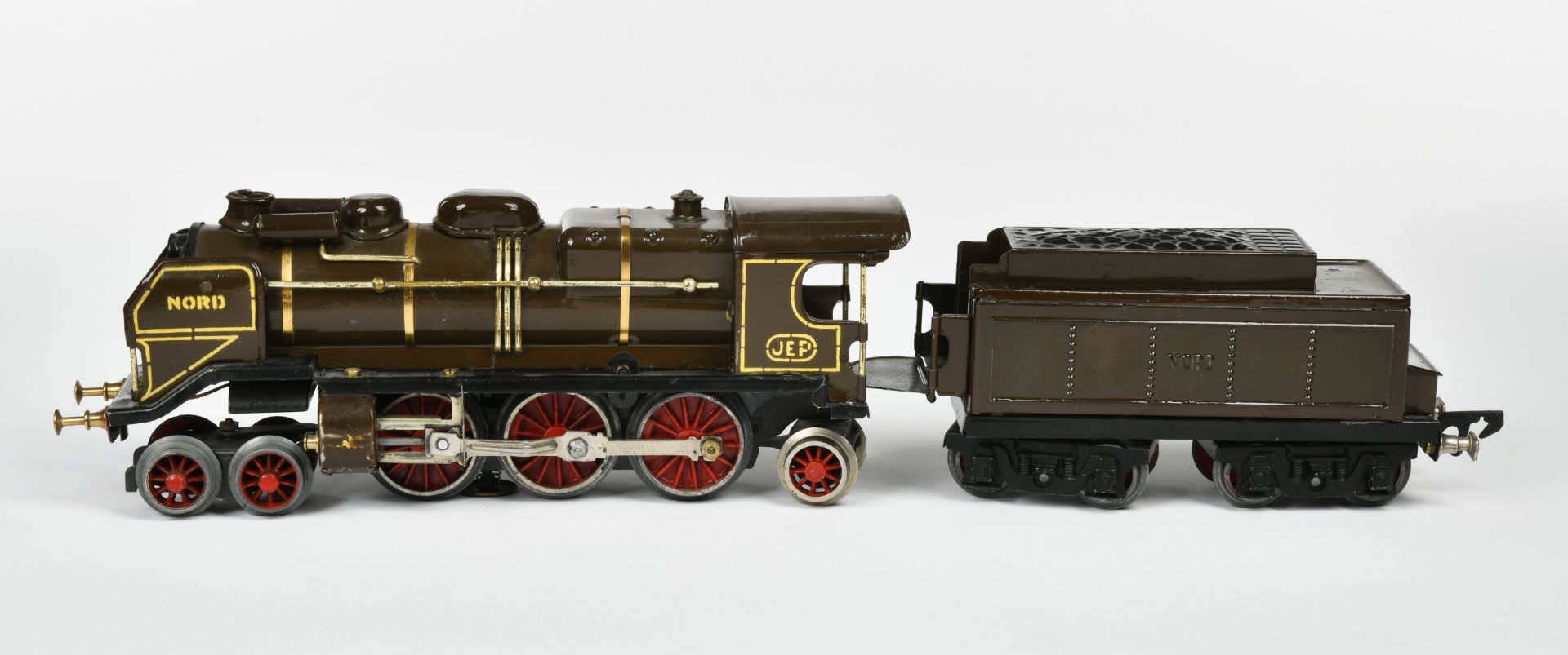 JEP, E-loco NORD with tender, France, gauge 0, tin, min. aint d., partly paint refreshed