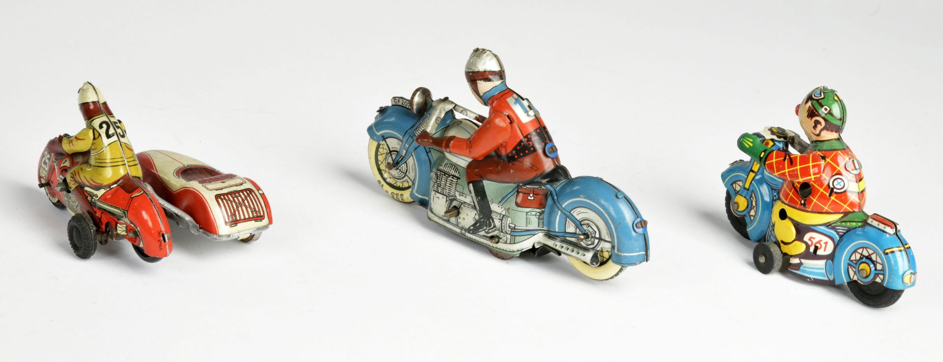 Fischer a.o., 3 motorcycles, W.-Germany, 10-13cm, tin, C 1-2 - Image 2 of 3