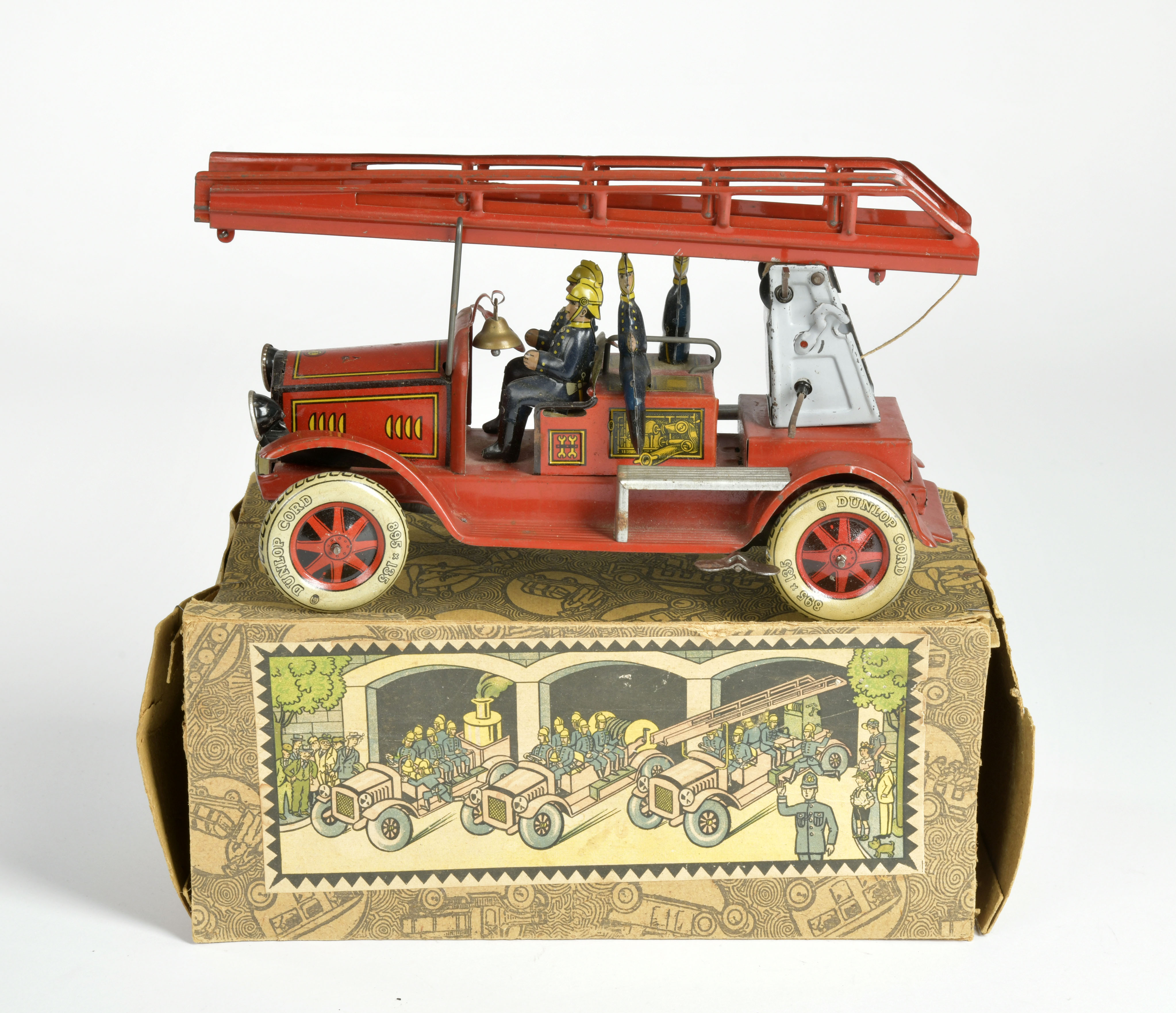 Tippco, fire truck, Germany pw, 25 cm, tin, cw ok, min. paint d., box, C 2+