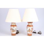 Japan Satsuma 2 Vasenlampen, japanese pair tablelamps,