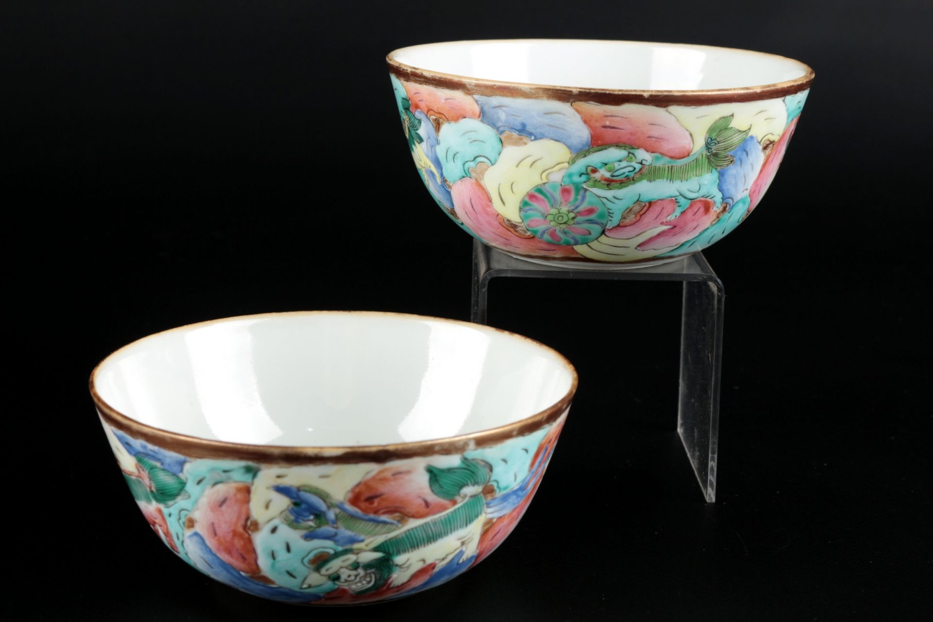 China 2 Reisschalen mit Fu-Hunden, chinese rice bowls,