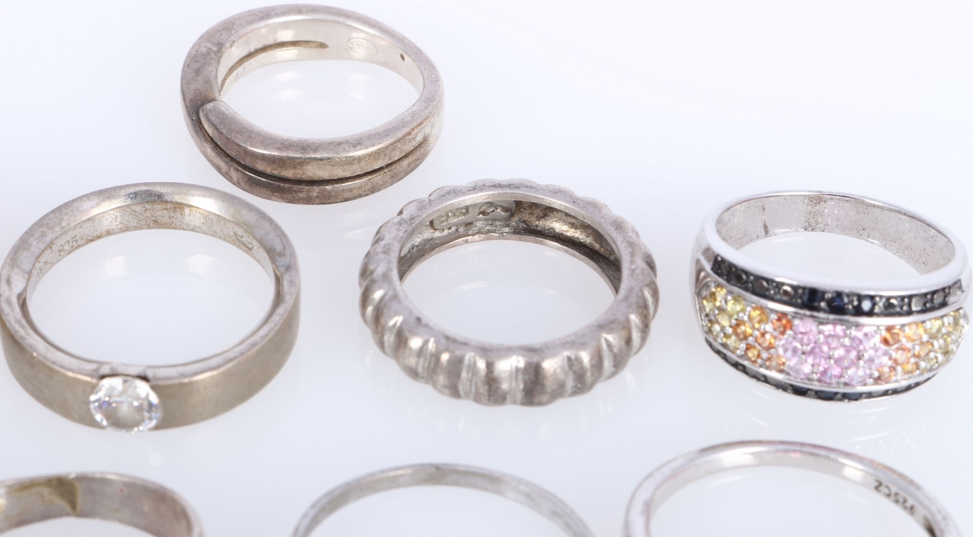 20 Silberringe 800-925 Silber, silver rings, - Bild 5 aus 6