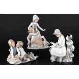 Lladro 3 Kinderfiguren, porcelain children figures,