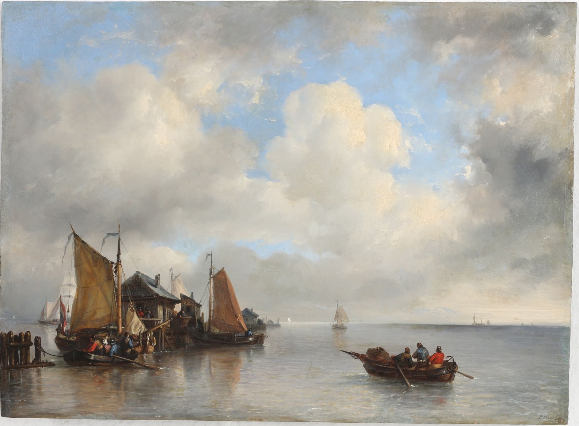 Louis Johan Hendrik Meijer / Meyer (1809-1866) Seeszene mit Fischerbooten 1841, sea scene, - Bild 2 aus 4