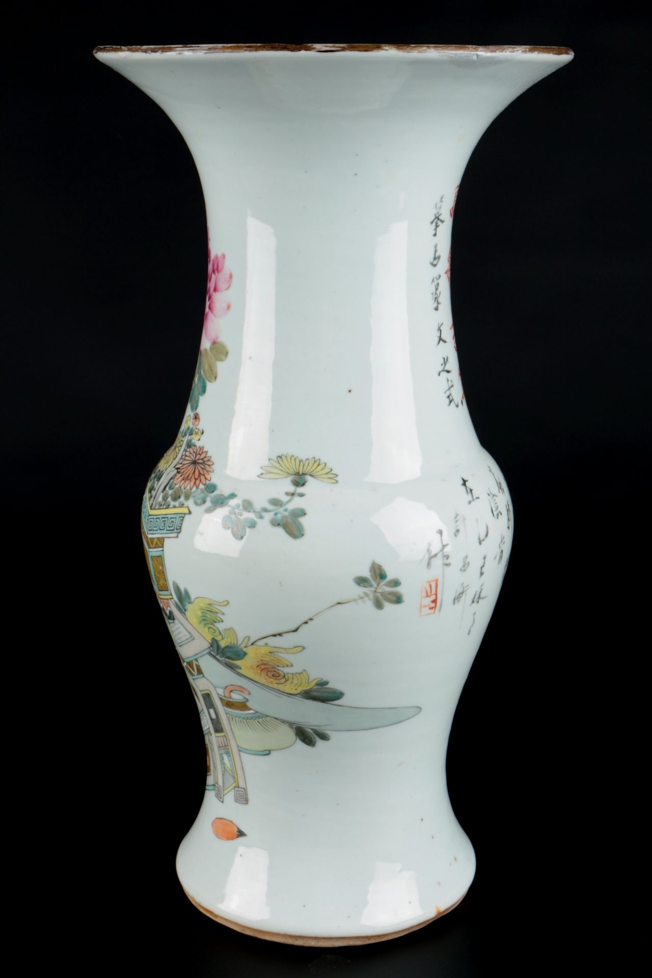 China große Balustervase Qing Dynasty, chinese vase 19th century, - Image 2 of 5
