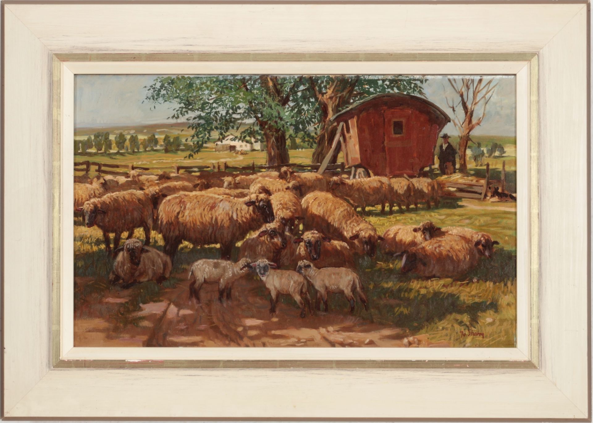 Peter Josef Strahn (1904-1997) Schafherde, flock of sheep, - Bild 2 aus 4