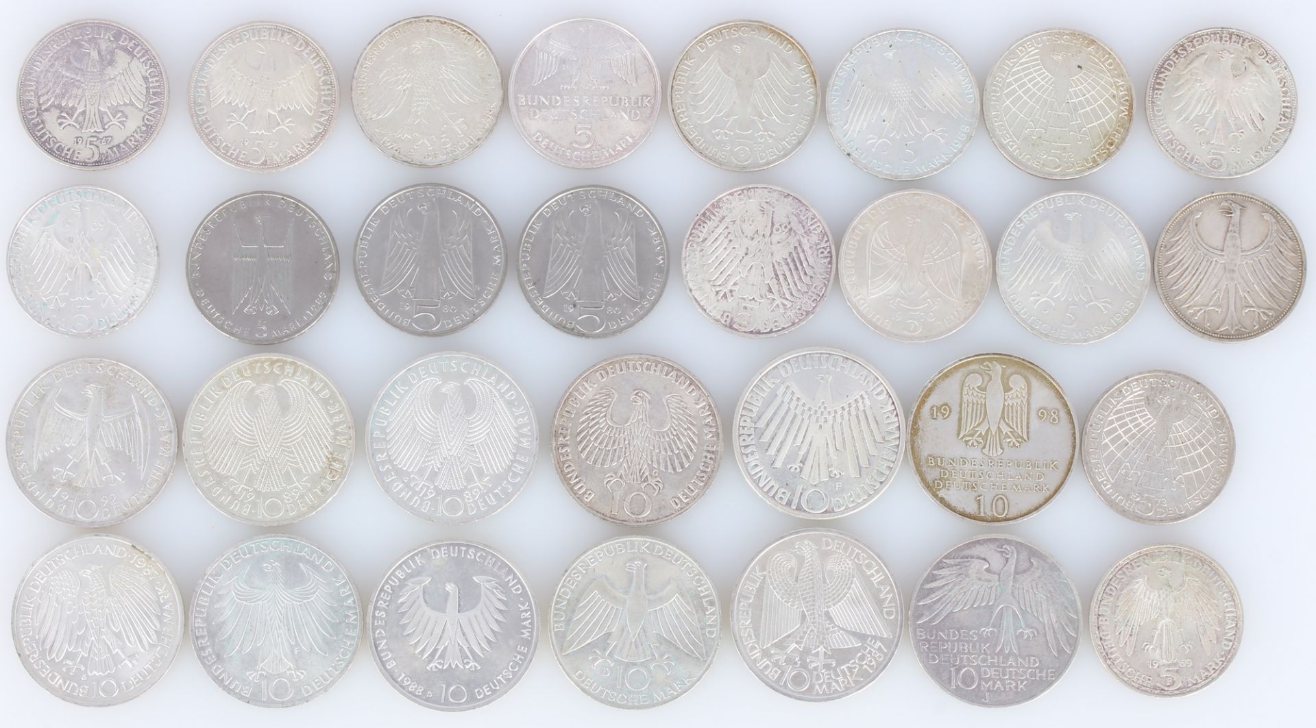 30 Münzen 5 DM & 10 DM Deutsche Mark 1967-1998, 30 german silver coins, - Bild 2 aus 2