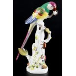 Meissen Papagei auf Baumstumpf 1.Wahl, parrot on tree trunk,