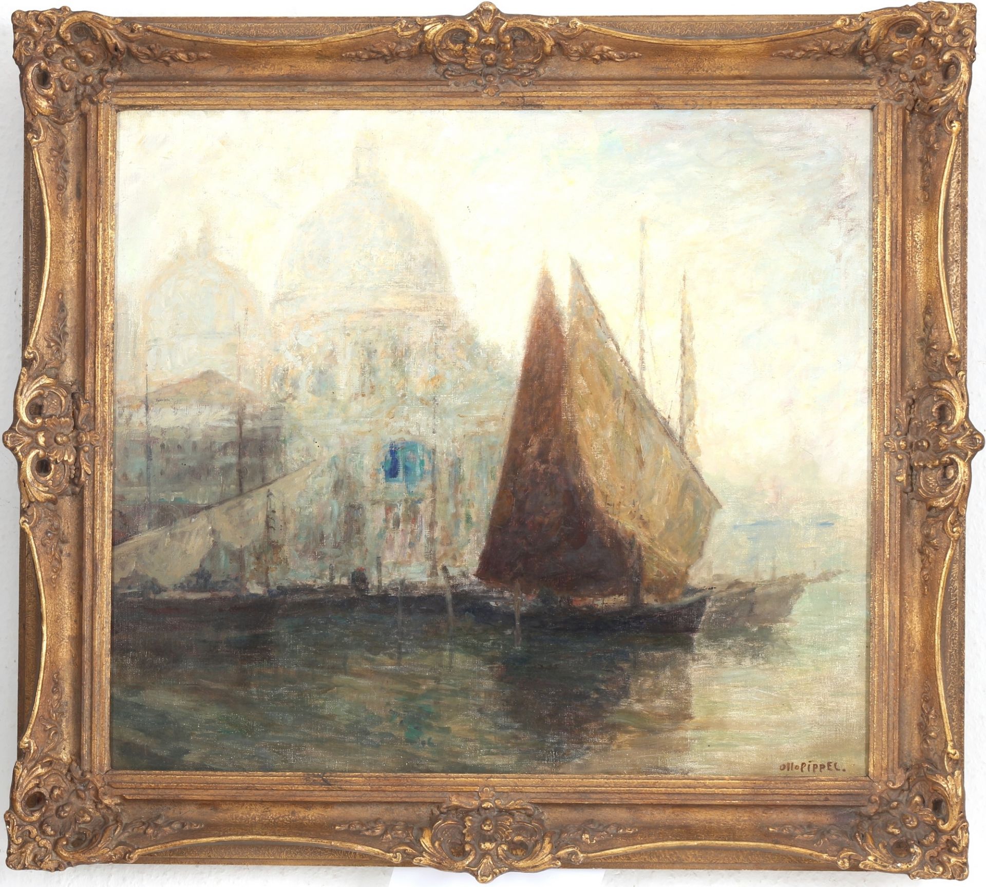 Otto Pippel (1878-1960) wohl, Venedig - Anlegestelle mit Blick auf den Markusdom, venice view, - Bild 2 aus 4