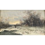 F.H. Seidel - Bäuerin in verschneiter Winterlandschaft um 1900, farmwoman in snowy winterlandscape,