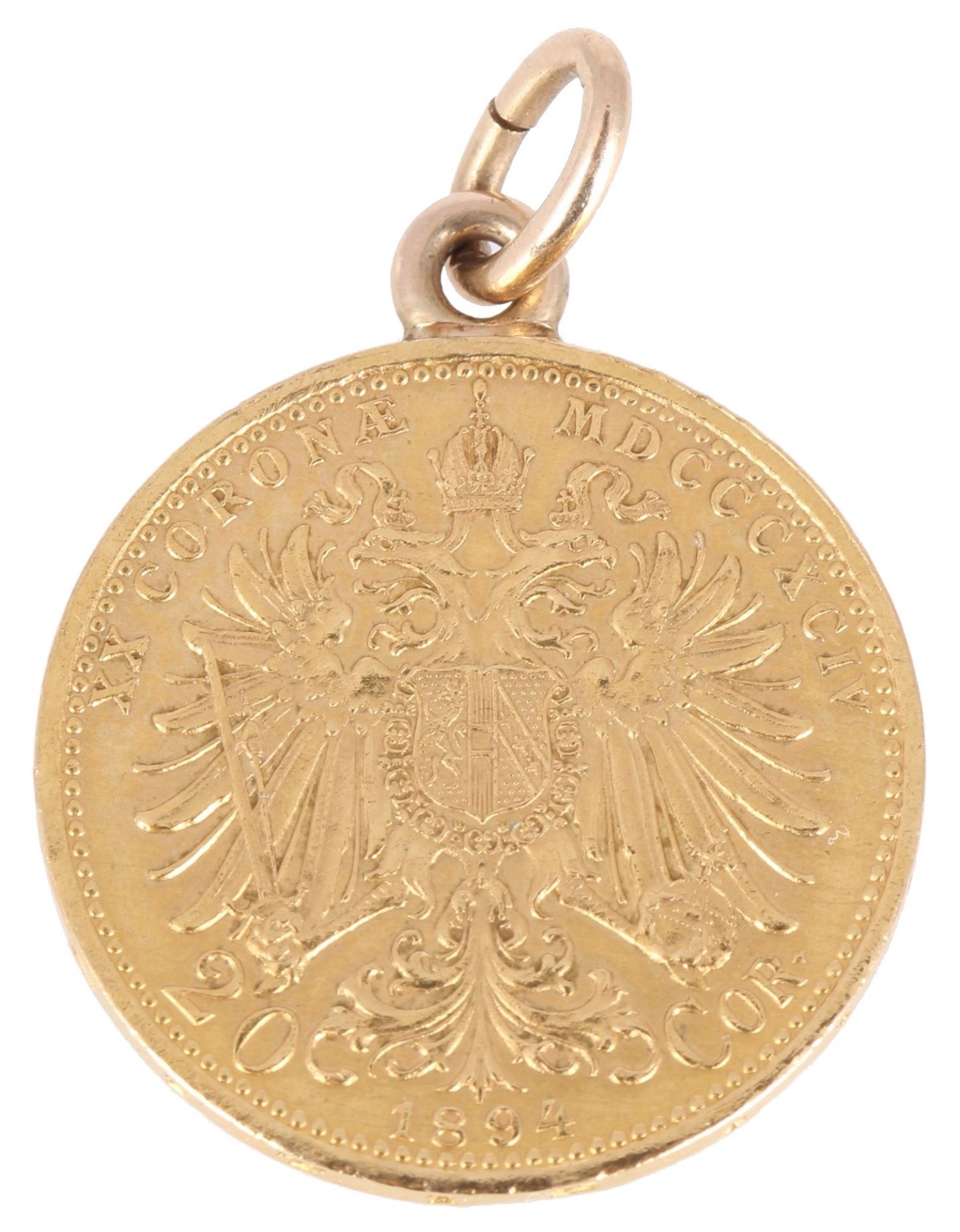 Goldmünze Österreich 20 Kronen 1894 Kaiser Franz Joseph I., austrian gold coin as pendant, - Image 2 of 3