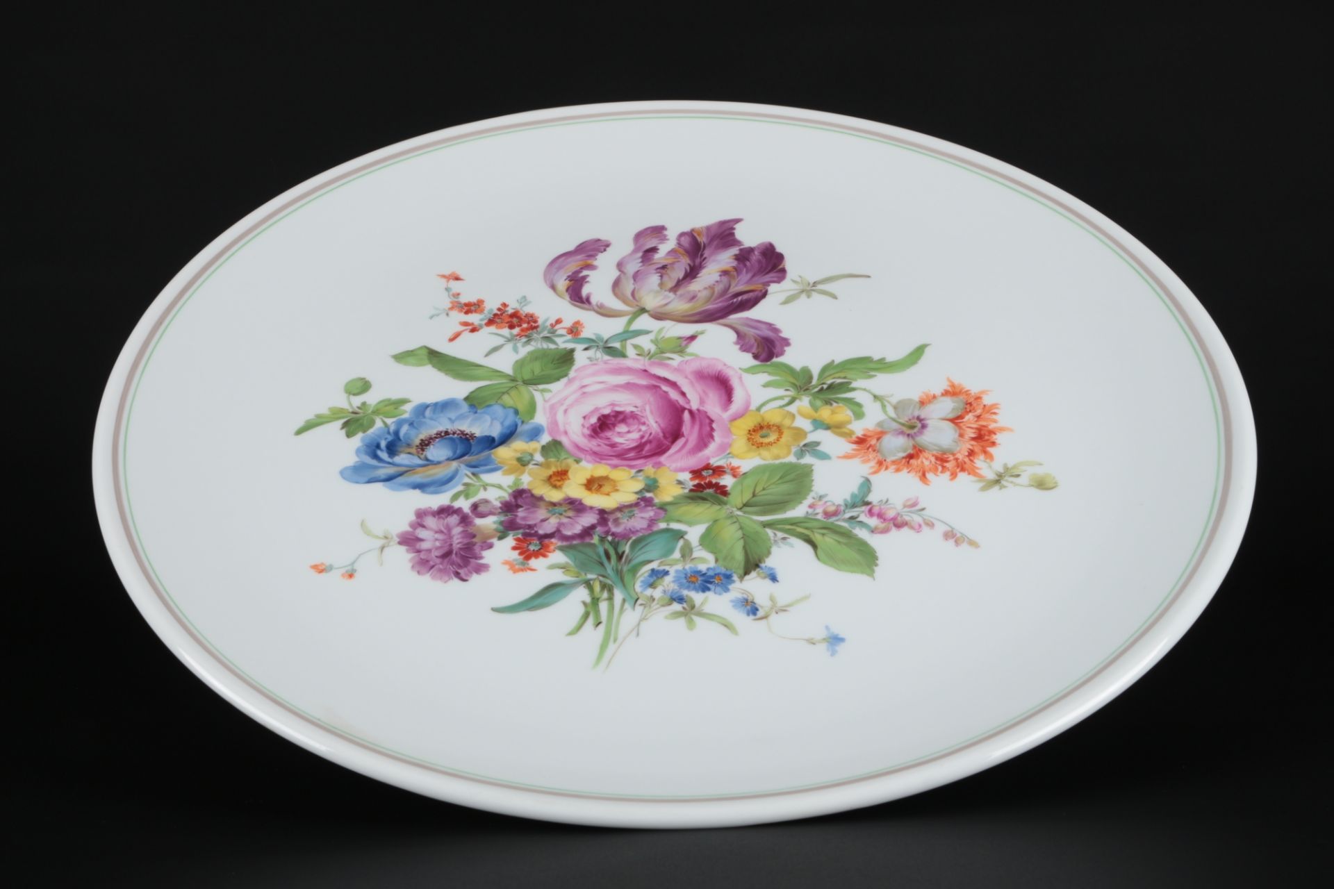 Meissen Blumenbukett riesige Platte 43cm 1.Wahl, large round dish, - Bild 2 aus 3